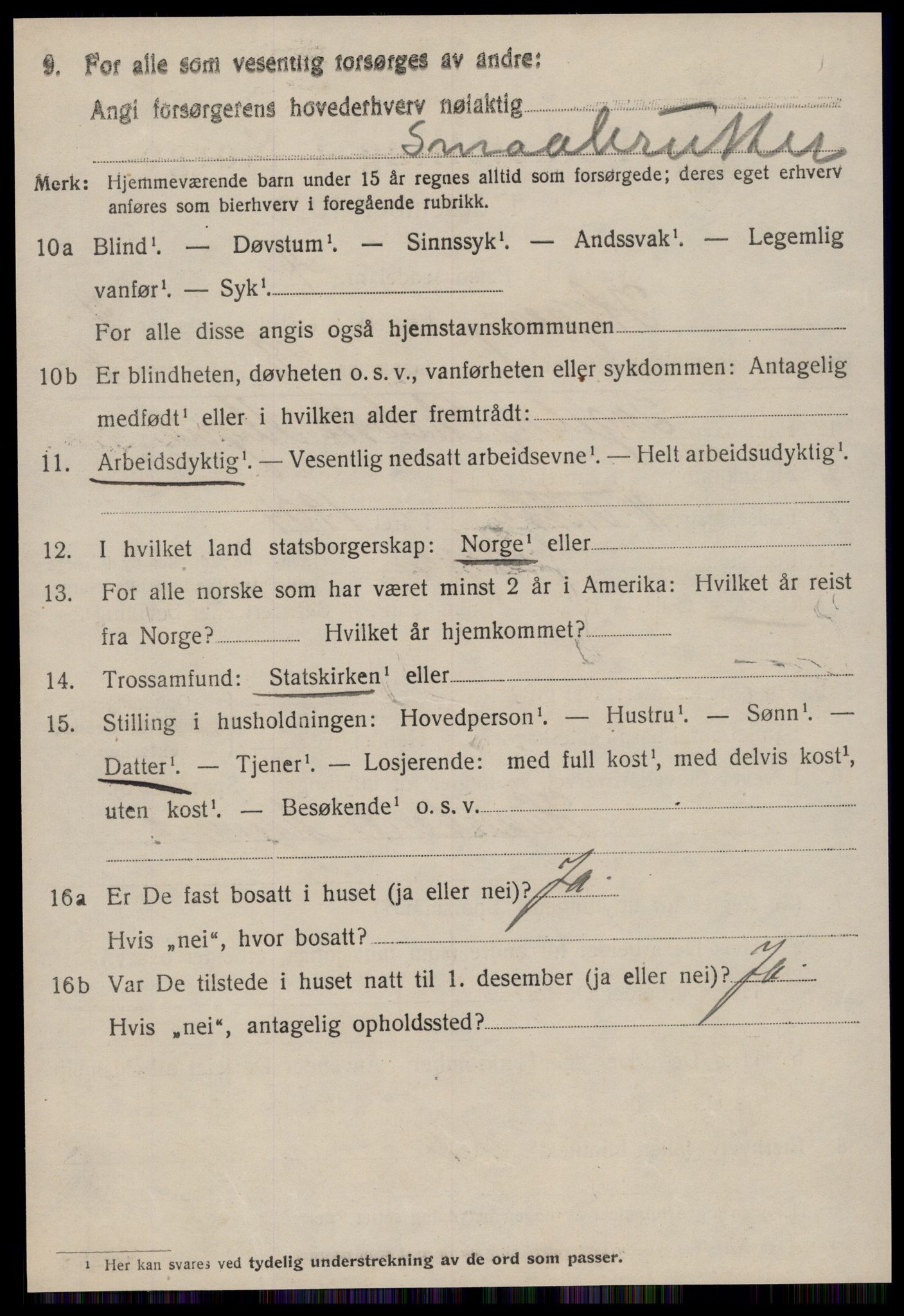 SAT, 1920 census for Hopen, 1920, p. 2003