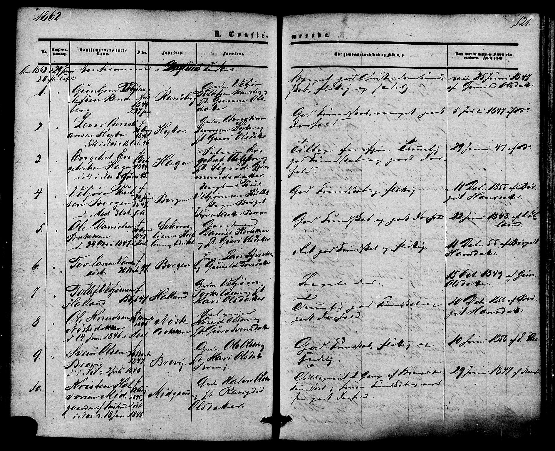 Nore kirkebøker, SAKO/A-238/F/Fa/L0003: Parish register (official) no. I 3, 1858-1866, p. 121