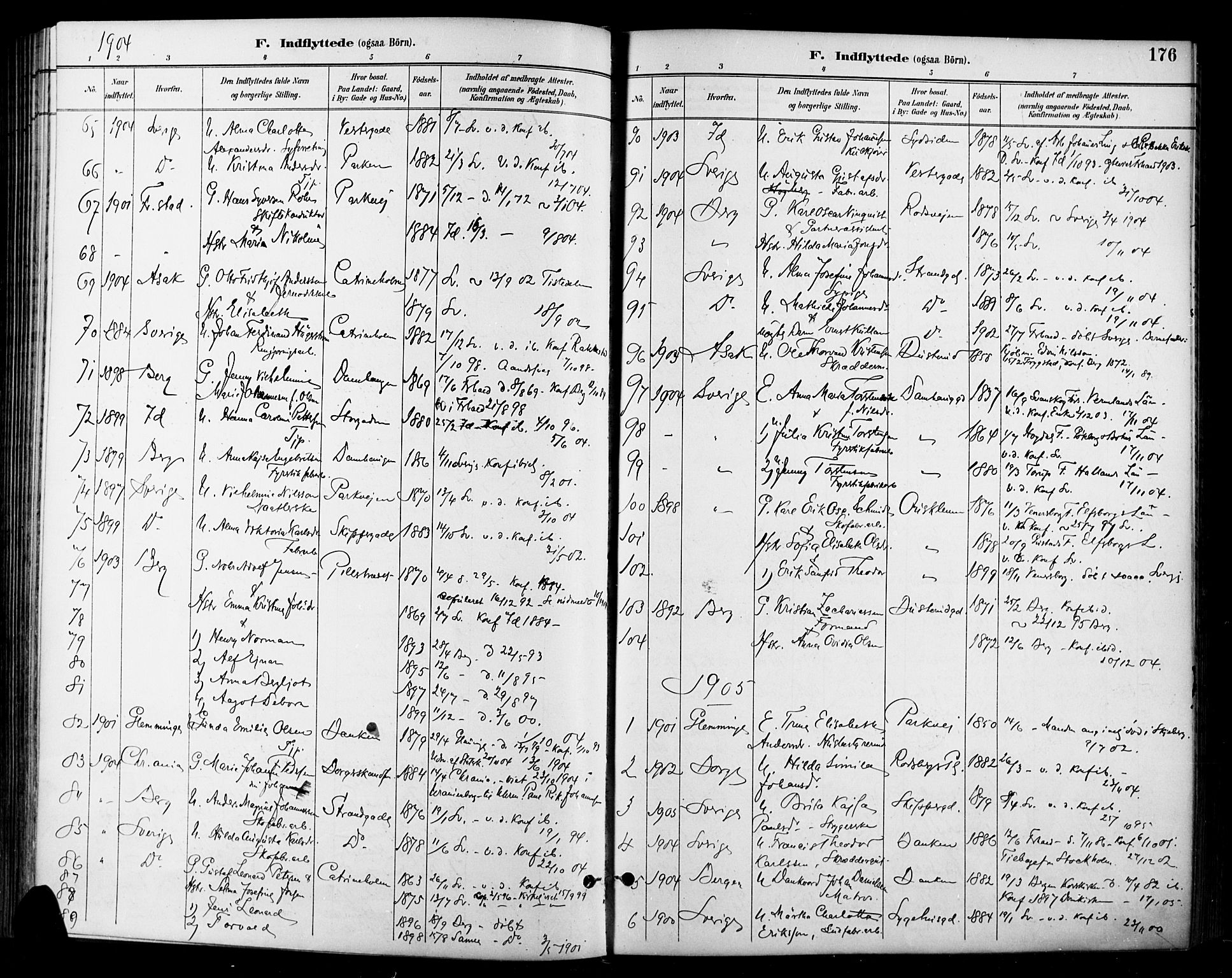 Halden prestekontor Kirkebøker, SAO/A-10909/F/Fa/L0014: Parish register (official) no. I 14, 1890-1906, p. 176