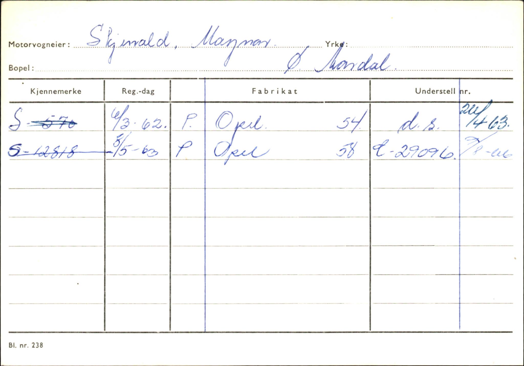 Statens vegvesen, Sogn og Fjordane vegkontor, SAB/A-5301/4/F/L0146: Registerkort Årdal R-Å samt diverse kort, 1945-1975, p. 360