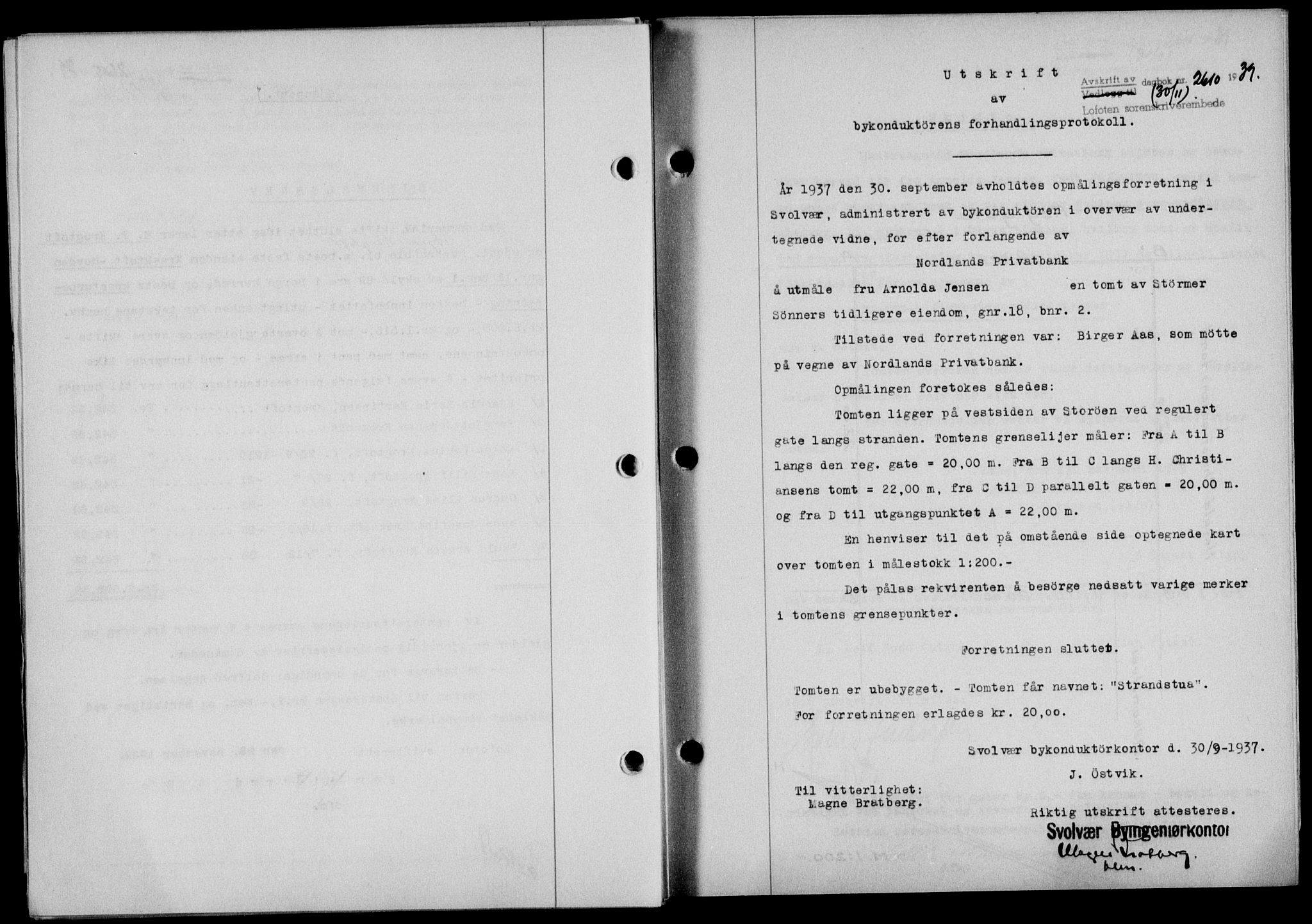 Lofoten sorenskriveri, SAT/A-0017/1/2/2C/L0006a: Mortgage book no. 6a, 1939-1939, Diary no: : 2610/1939
