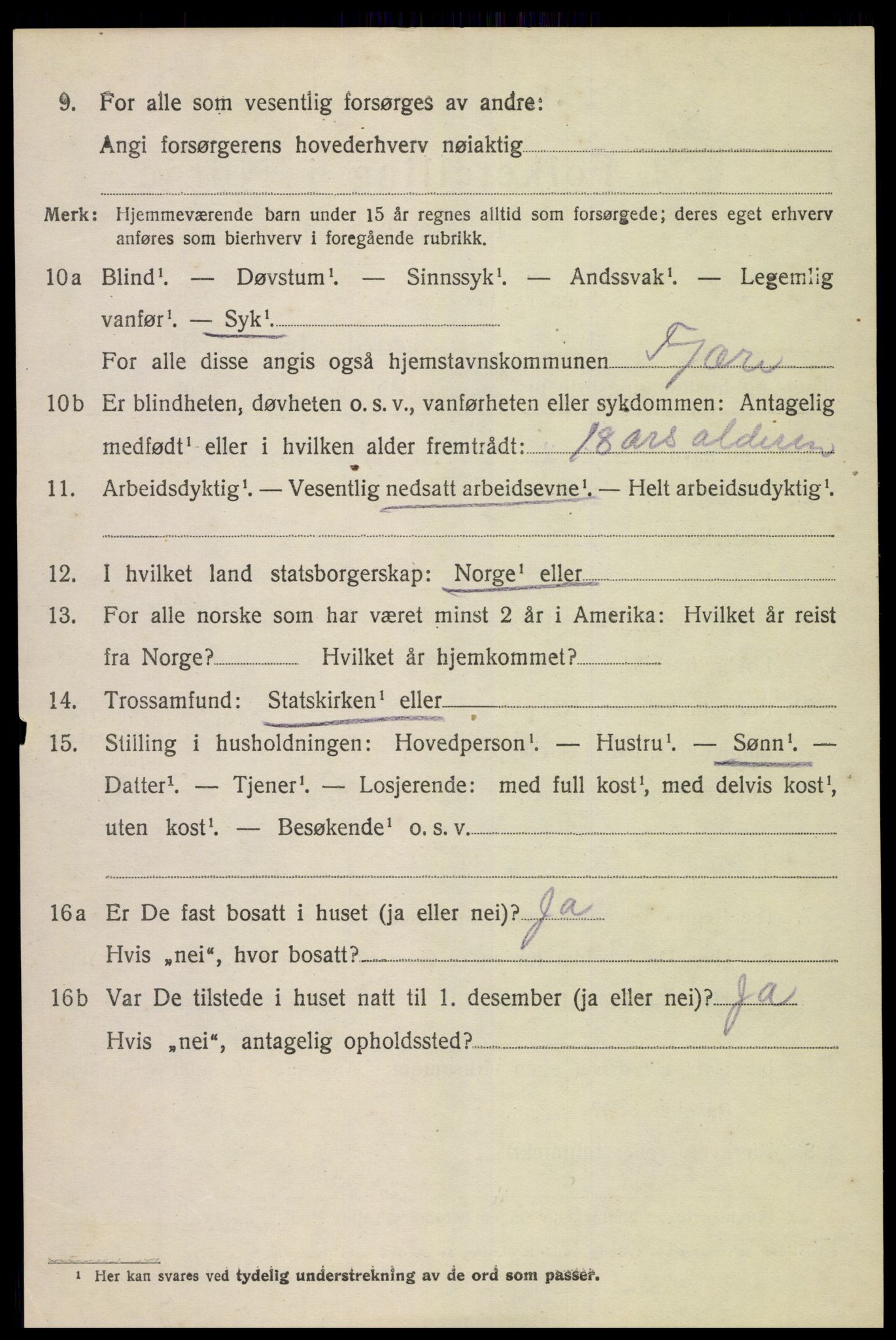 SAK, 1920 census for Fjære, 1920, p. 3622