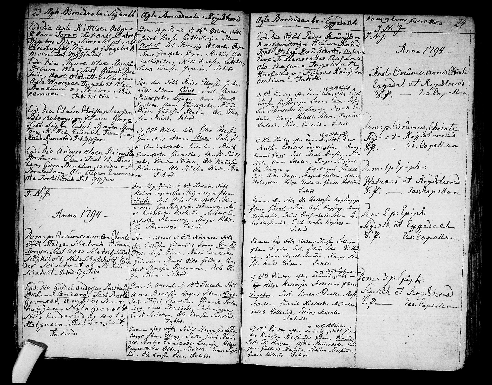 Sigdal kirkebøker, SAKO/A-245/F/Fa/L0003: Parish register (official) no. I 3, 1793-1811, p. 23-24