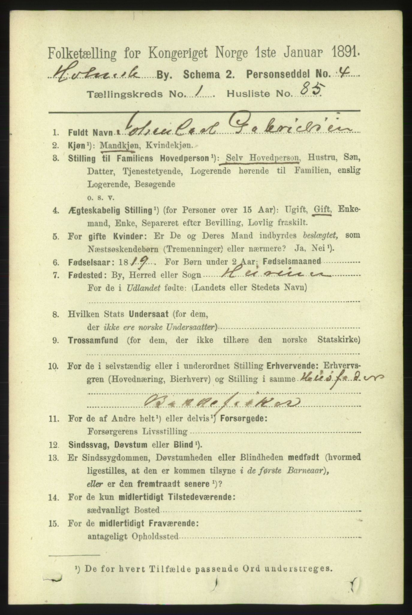 RA, 1891 census for 0603 Holmsbu, 1891, p. 680