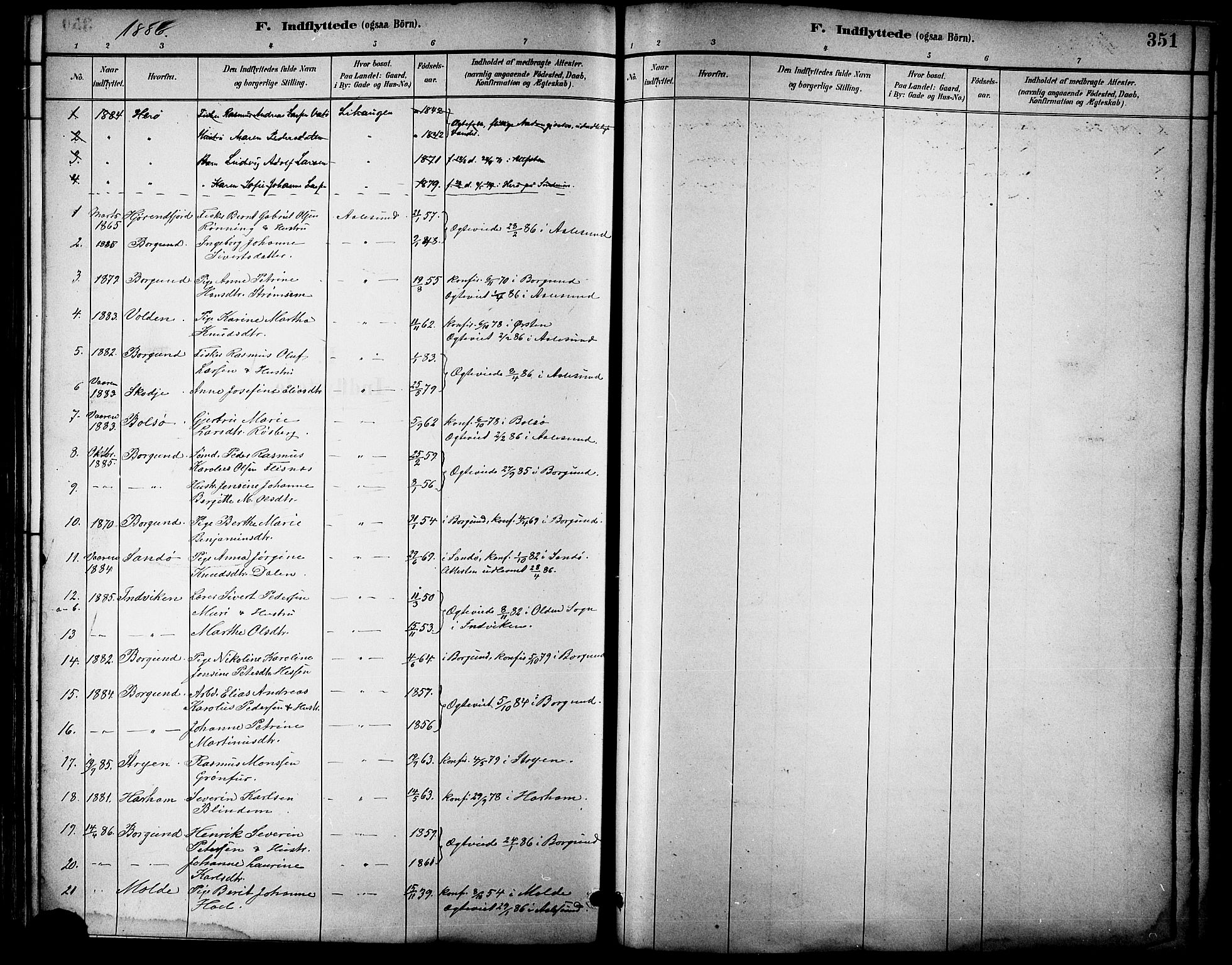 Ministerialprotokoller, klokkerbøker og fødselsregistre - Møre og Romsdal, SAT/A-1454/529/L0455: Parish register (official) no. 529A05, 1885-1893, p. 351