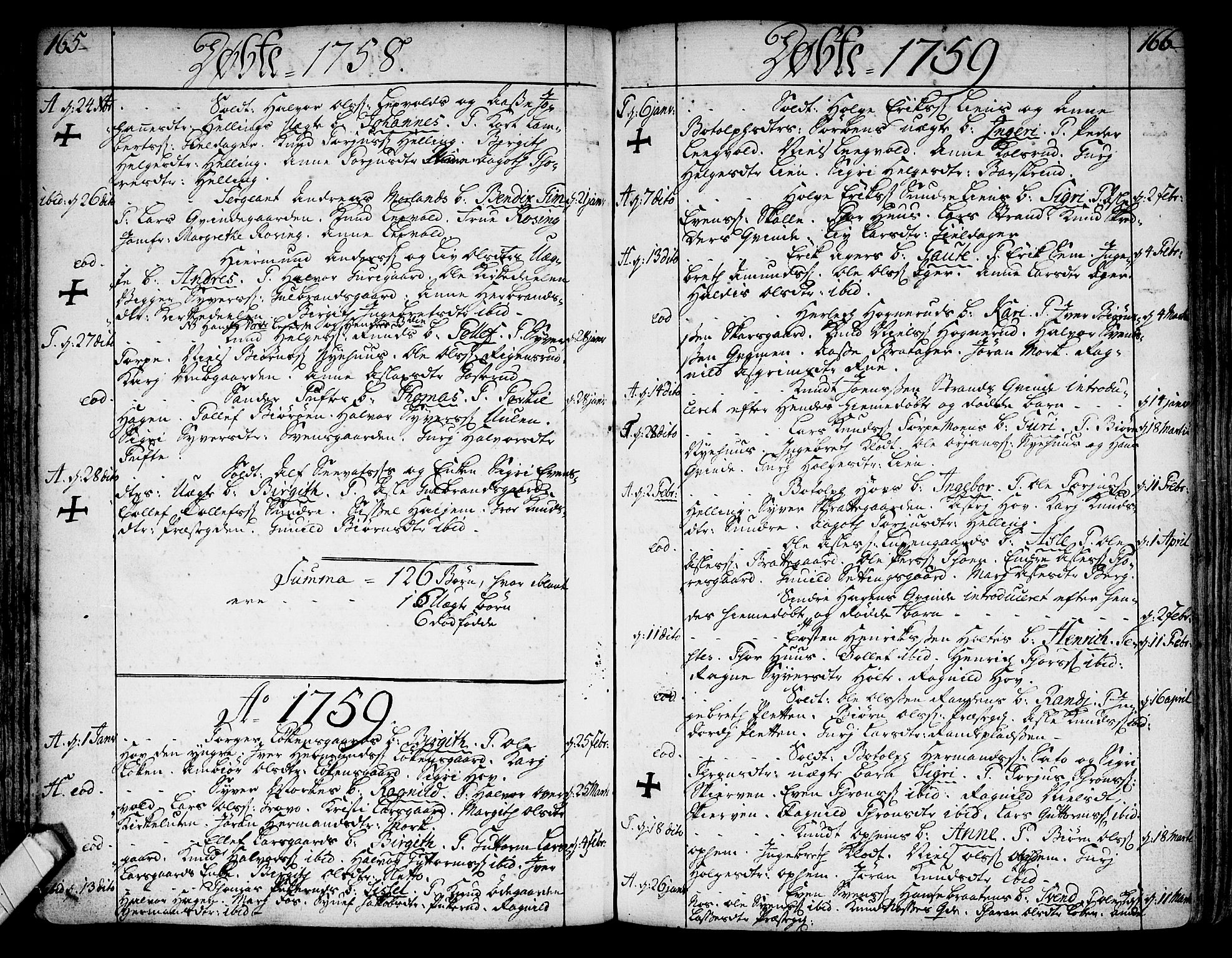 Ål kirkebøker, SAKO/A-249/F/Fa/L0001: Parish register (official) no. I 1, 1744-1769, p. 165-166