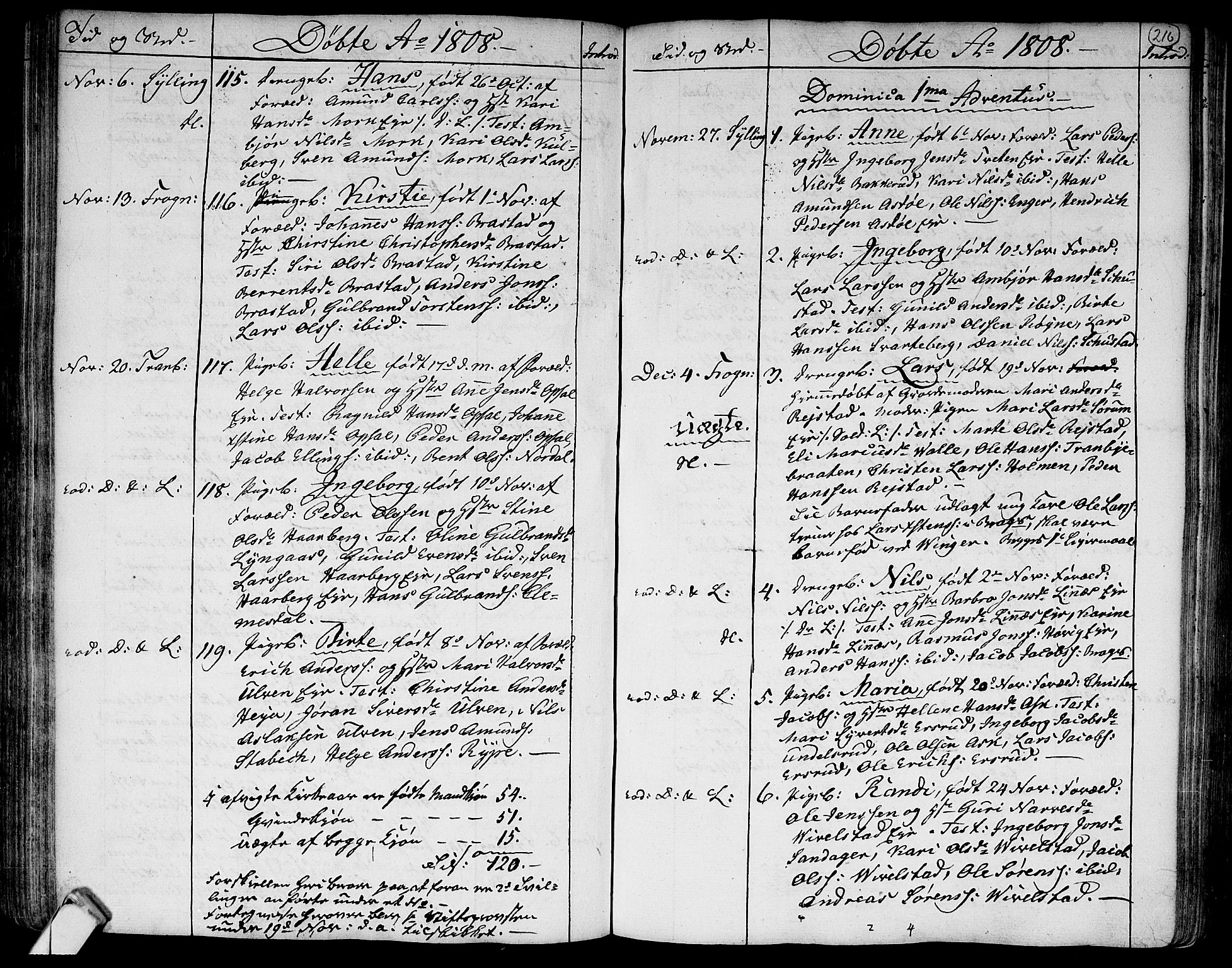 Lier kirkebøker, SAKO/A-230/F/Fa/L0007: Parish register (official) no. I 7, 1794-1813, p. 216