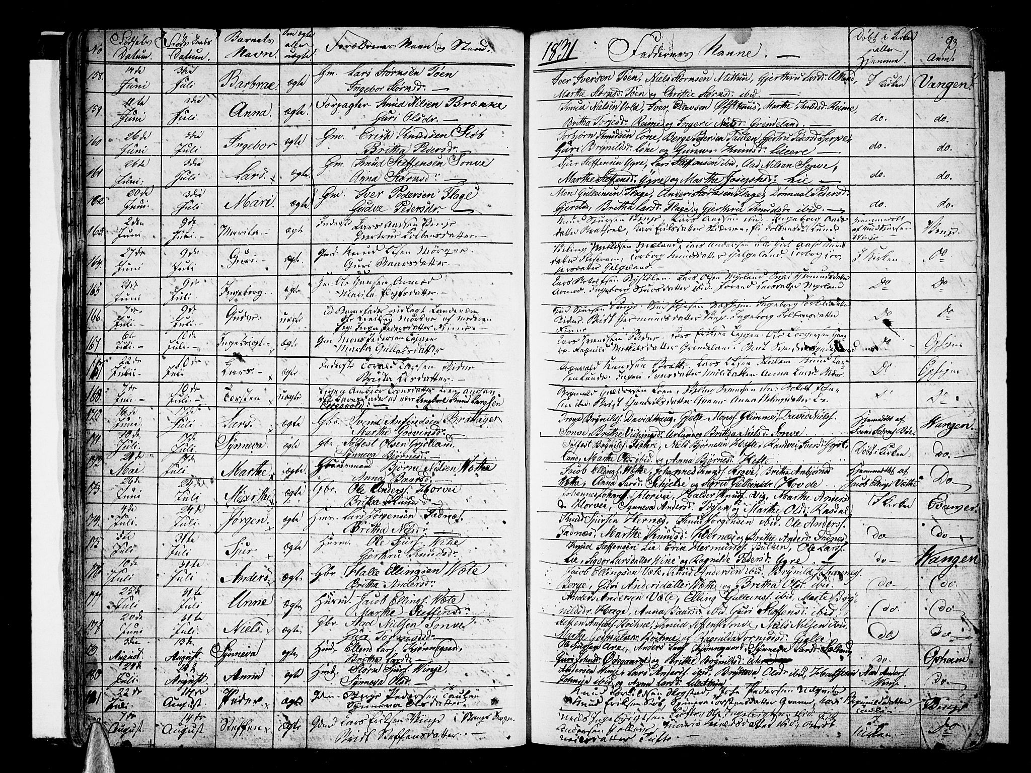 Voss sokneprestembete, AV/SAB-A-79001/H/Haa: Parish register (official) no. A 12, 1823-1837, p. 93