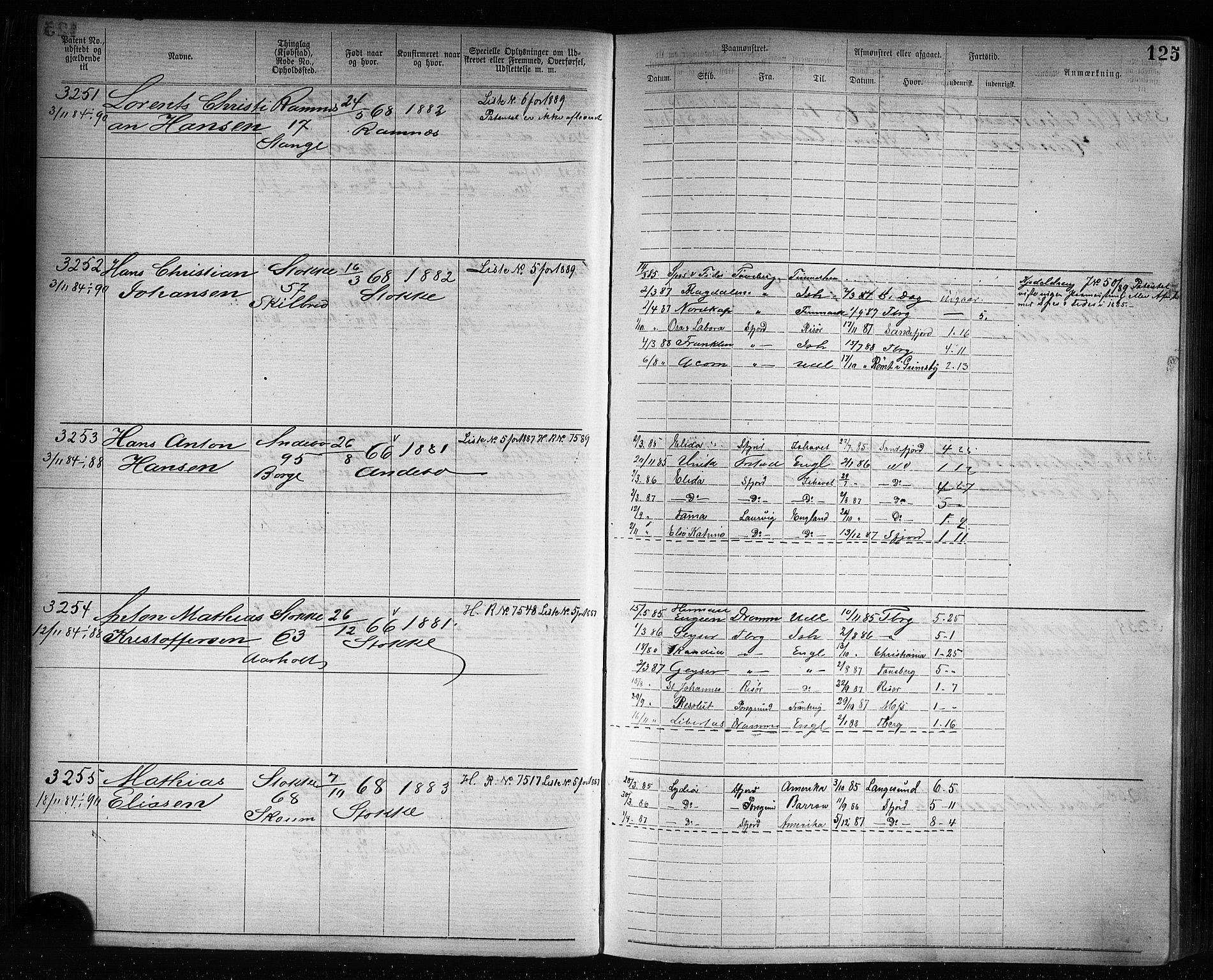 Tønsberg innrulleringskontor, AV/SAKO-A-786/F/Fb/L0007: Annotasjonsrulle Patent nr. 2636-5150, 1881-1892, p. 126