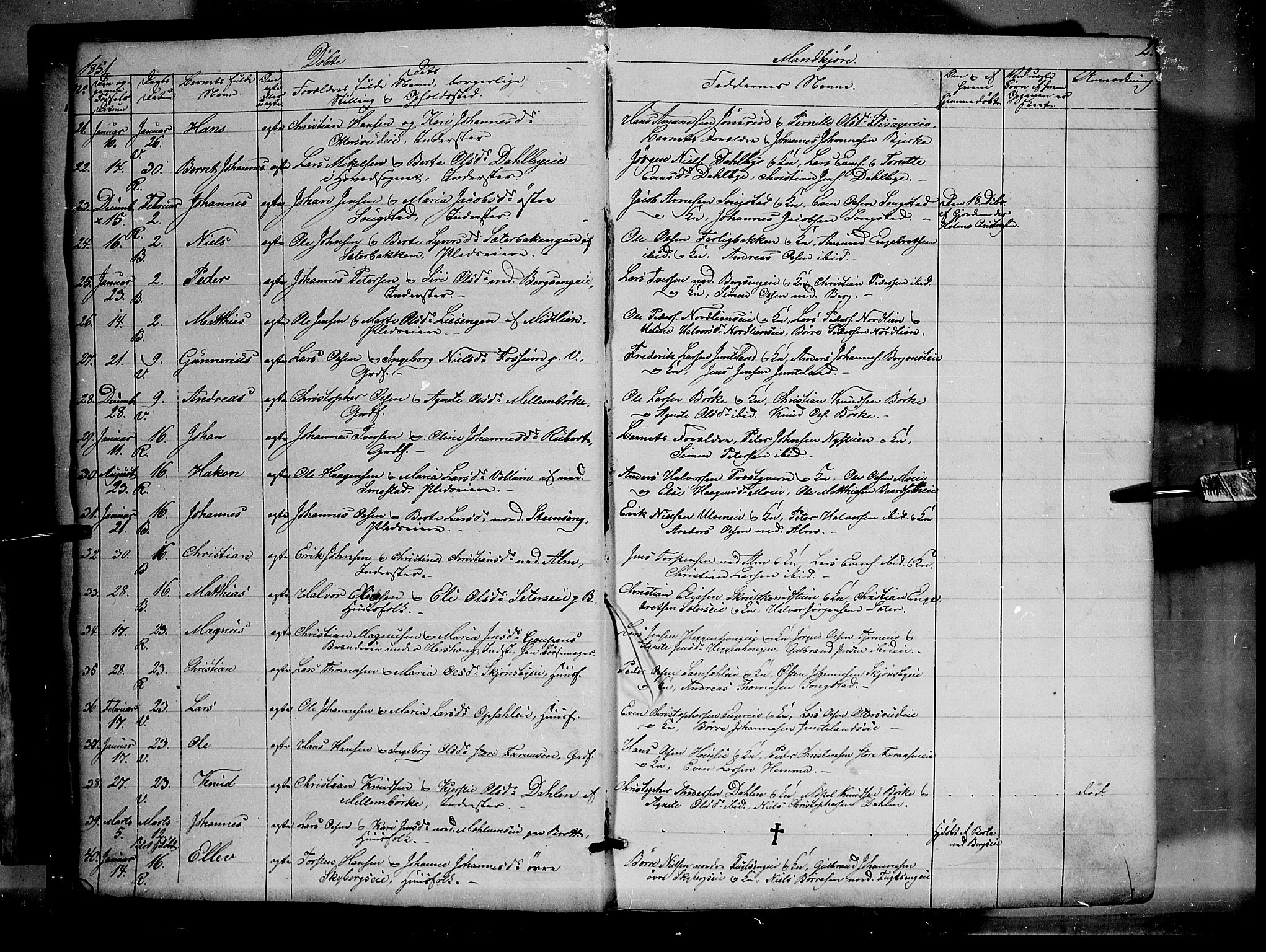 Ringsaker prestekontor, SAH/PREST-014/K/Ka/L0009: Parish register (official) no. 9, 1850-1860, p. 2