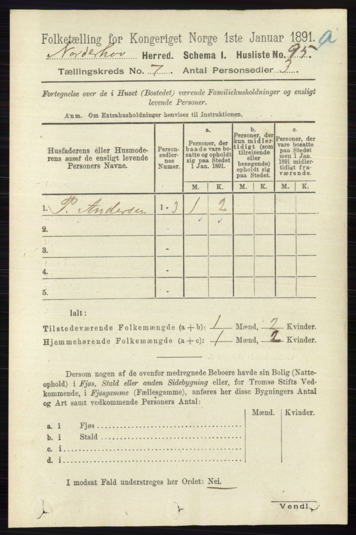 RA, 1891 census for 0613 Norderhov, 1891, p. 4481