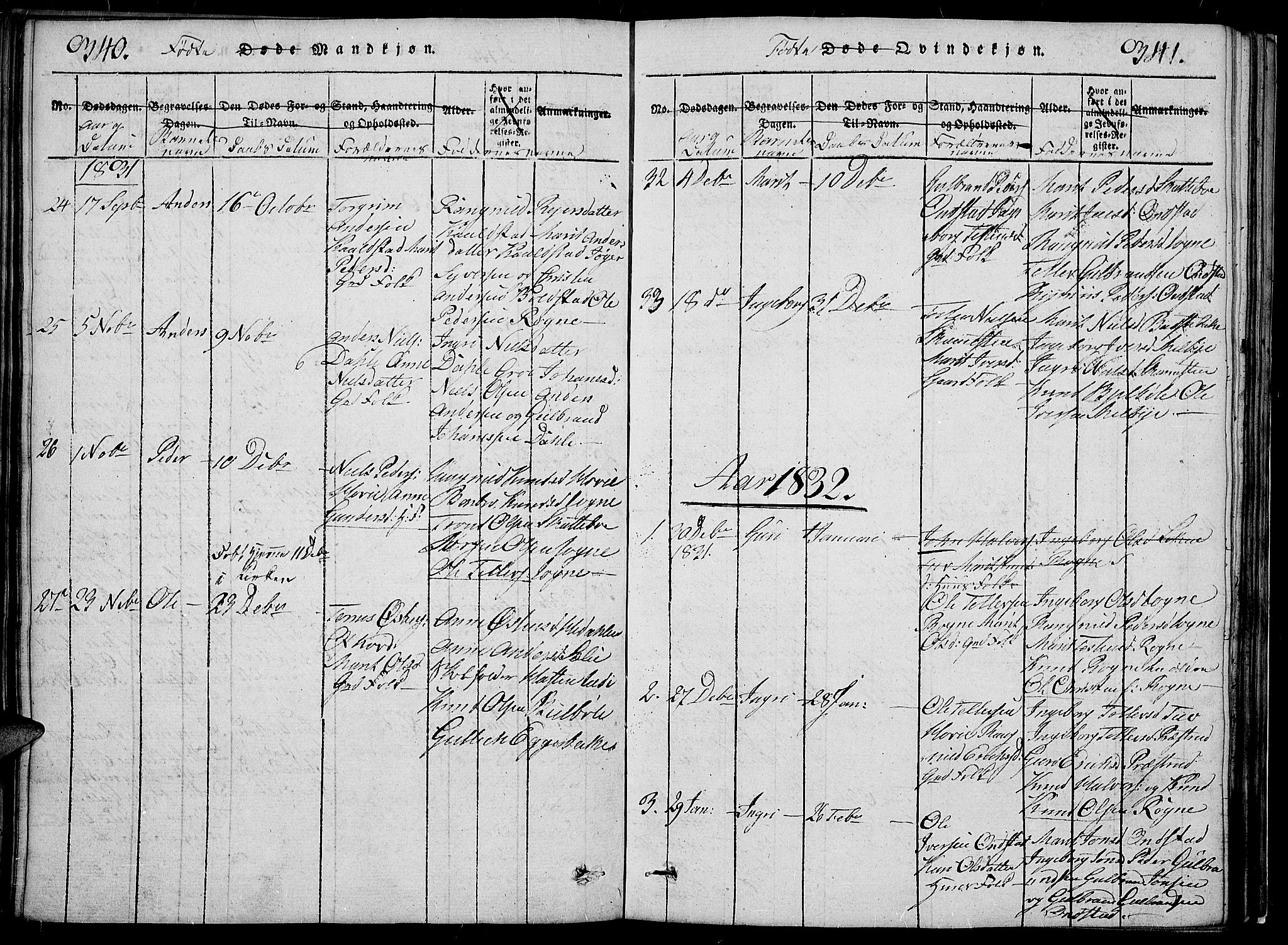 Slidre prestekontor, SAH/PREST-134/H/Ha/Hab/L0002: Parish register (copy) no. 2, 1814-1839, p. 340-341