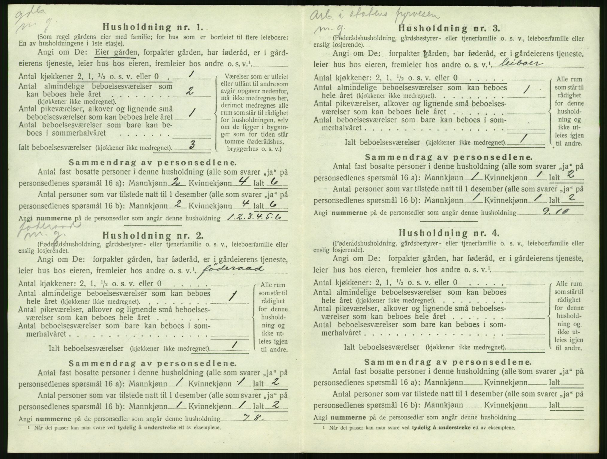 SAT, 1920 census for Volda, 1920, p. 1317