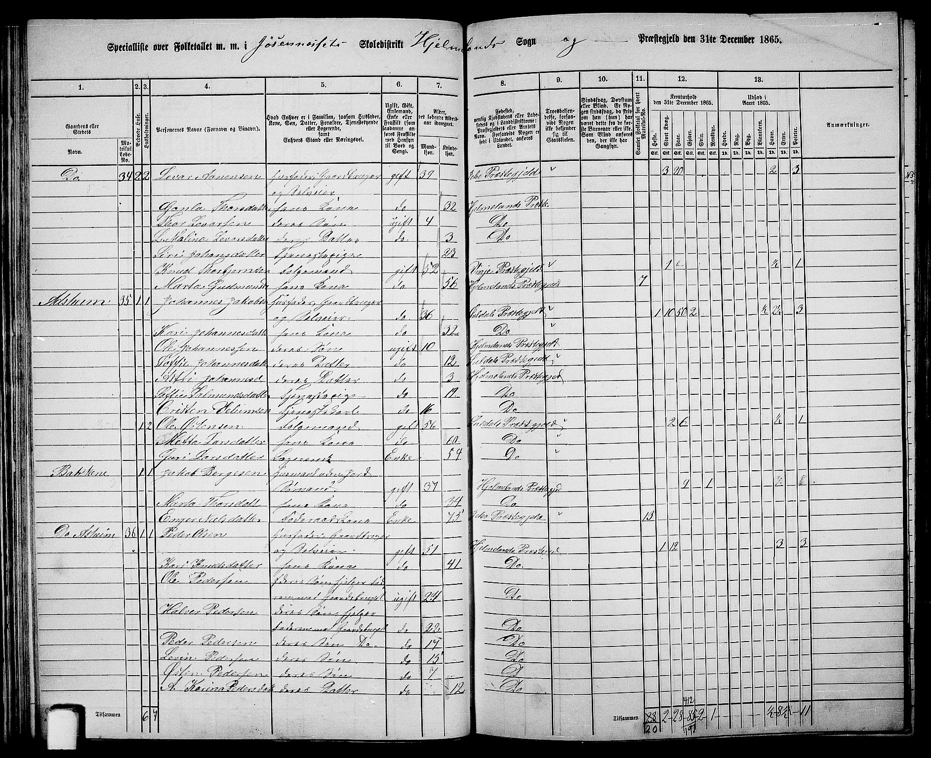 RA, 1865 census for Hjelmeland, 1865, p. 38