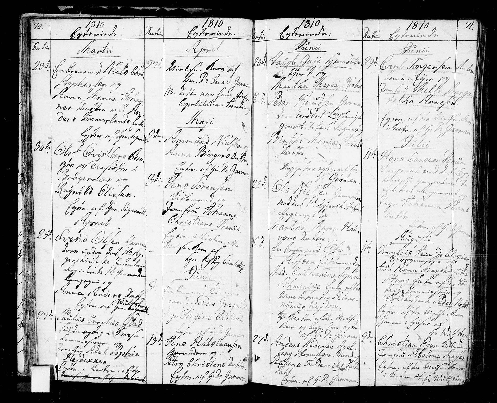 Oslo domkirke Kirkebøker, AV/SAO-A-10752/F/Fa/L0006: Parish register (official) no. 6, 1807-1817, p. 70-71
