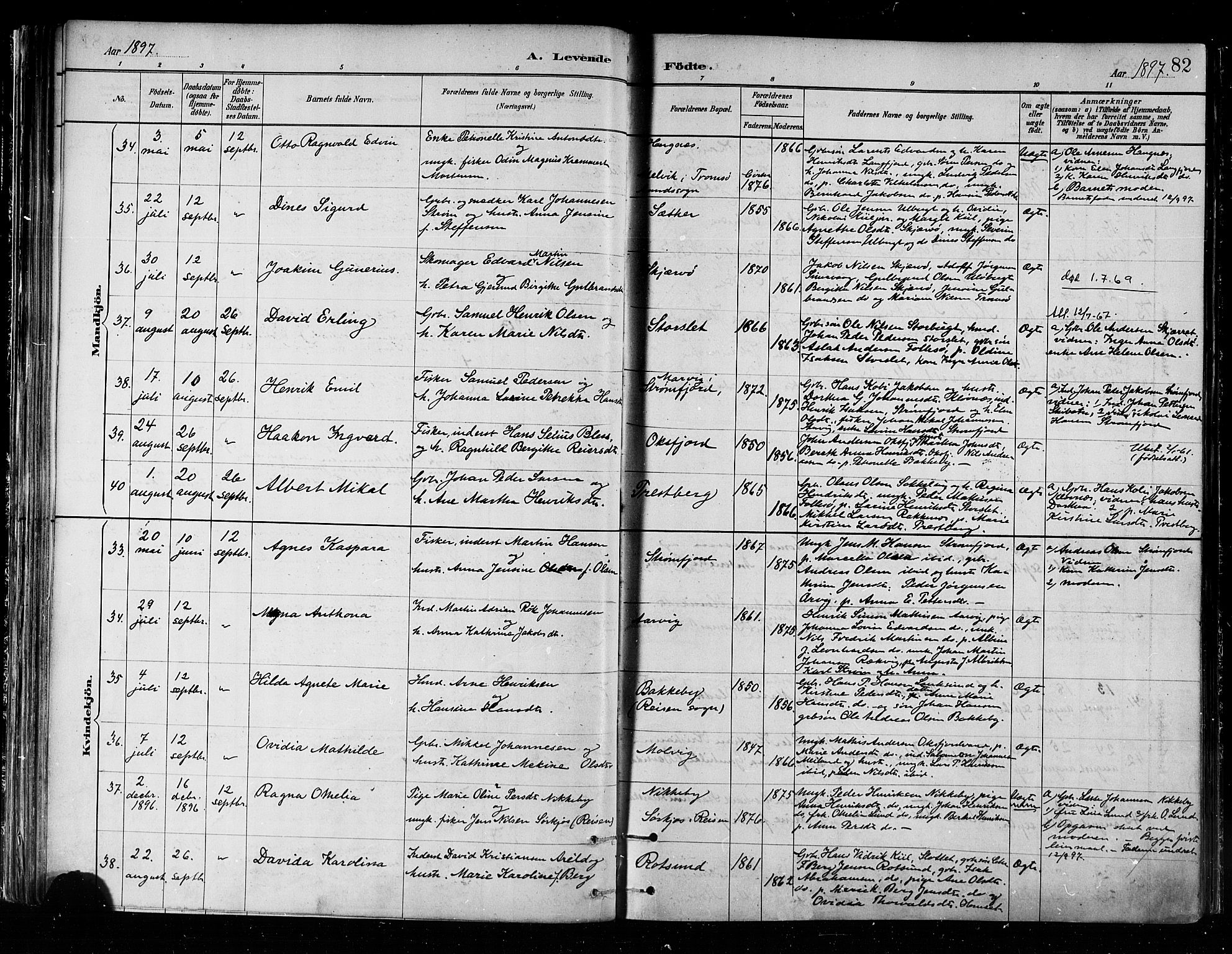 Skjervøy sokneprestkontor, AV/SATØ-S-1300/H/Ha/Haa/L0010kirke: Parish register (official) no. 10, 1887-1898, p. 82