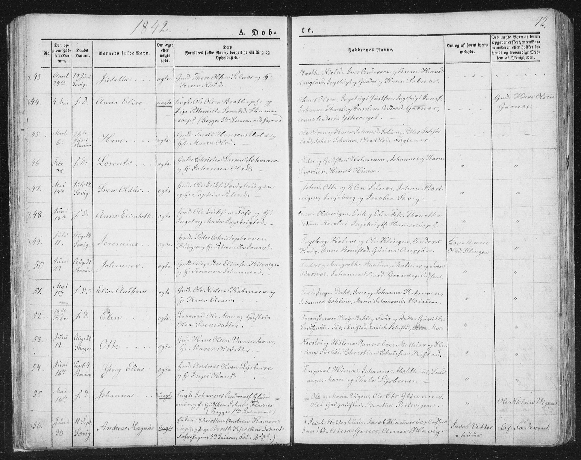 Ministerialprotokoller, klokkerbøker og fødselsregistre - Nord-Trøndelag, SAT/A-1458/764/L0551: Parish register (official) no. 764A07a, 1824-1864, p. 72