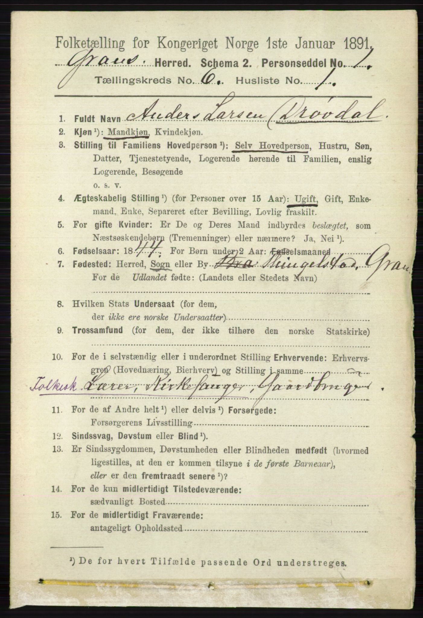 RA, 1891 census for 0534 Gran, 1891, p. 2230