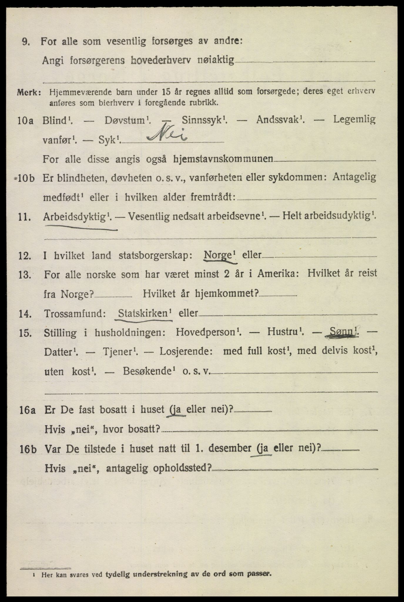 SAH, 1920 census for Vestre Toten, 1920, p. 7301