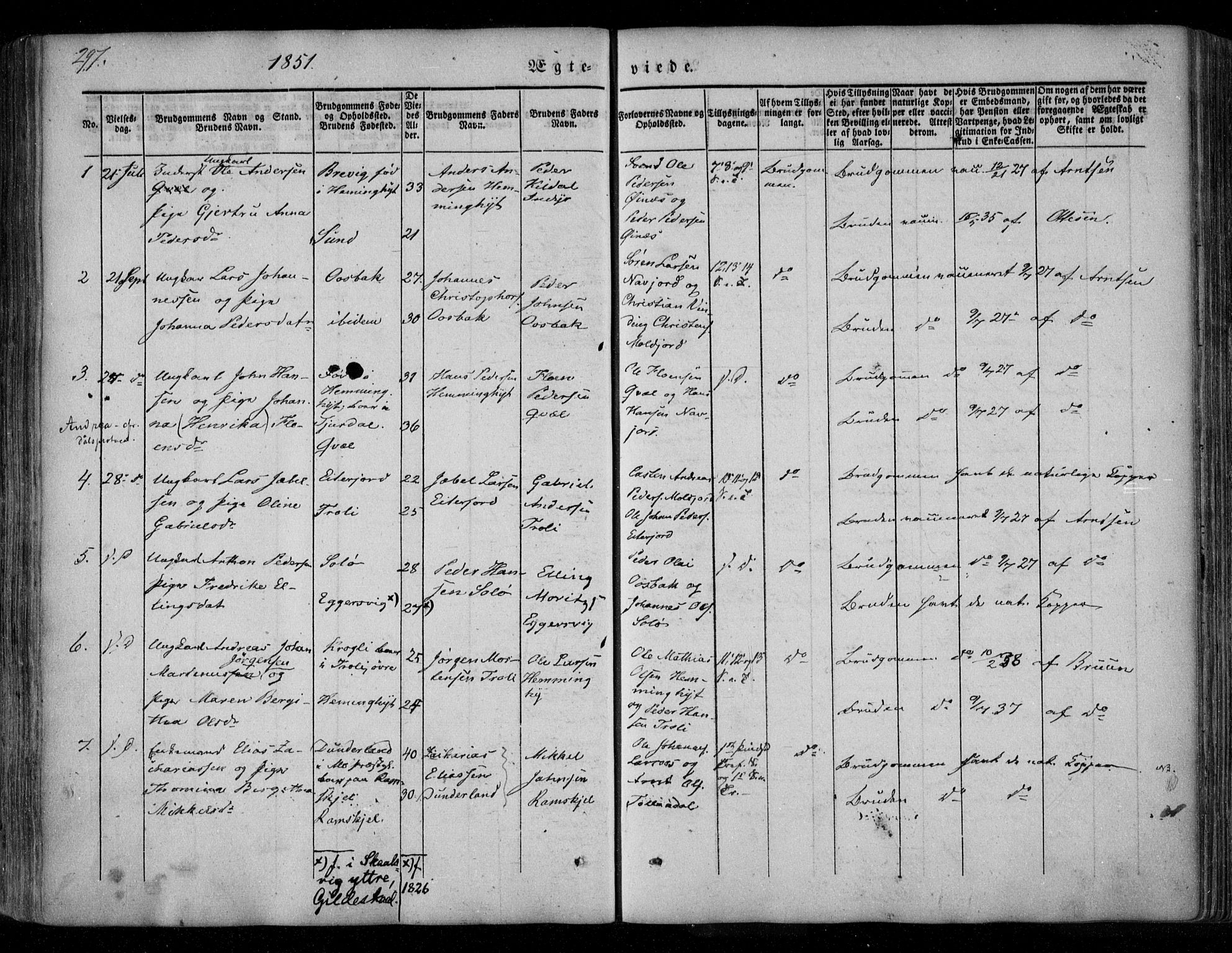 Ministerialprotokoller, klokkerbøker og fødselsregistre - Nordland, AV/SAT-A-1459/846/L0644: Parish register (official) no. 846A02, 1837-1872, p. 297