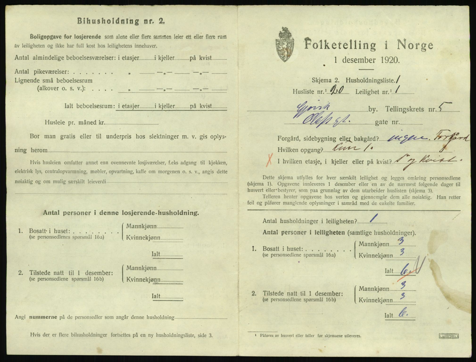 SAH, 1920 census for Gjøvik, 1920, p. 2302