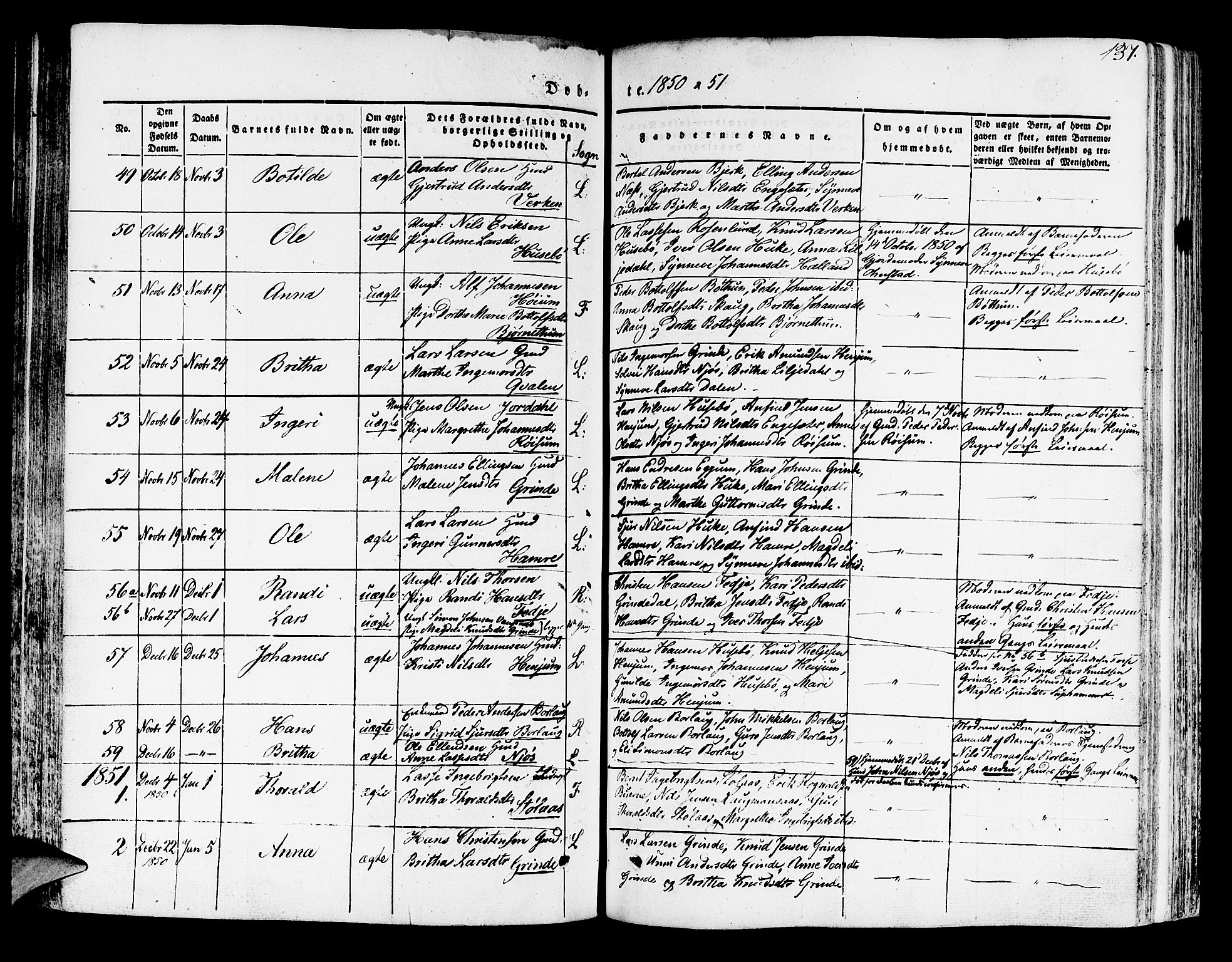 Leikanger sokneprestembete, SAB/A-81001: Parish register (official) no. A 7, 1838-1851, p. 137
