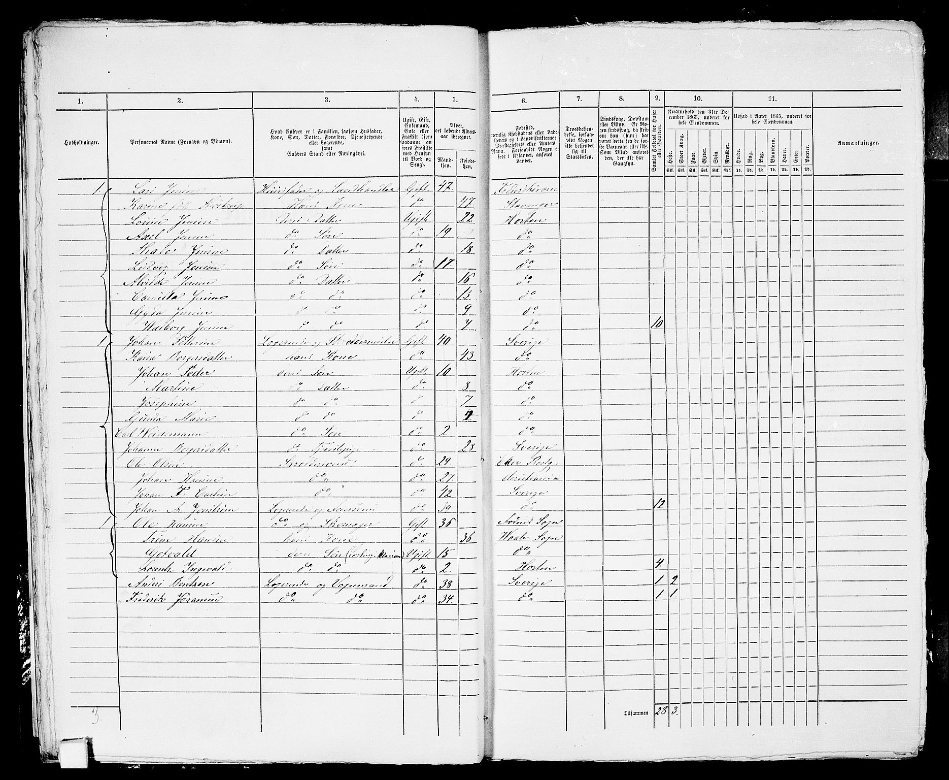 RA, 1865 census for Horten, 1865, p. 27