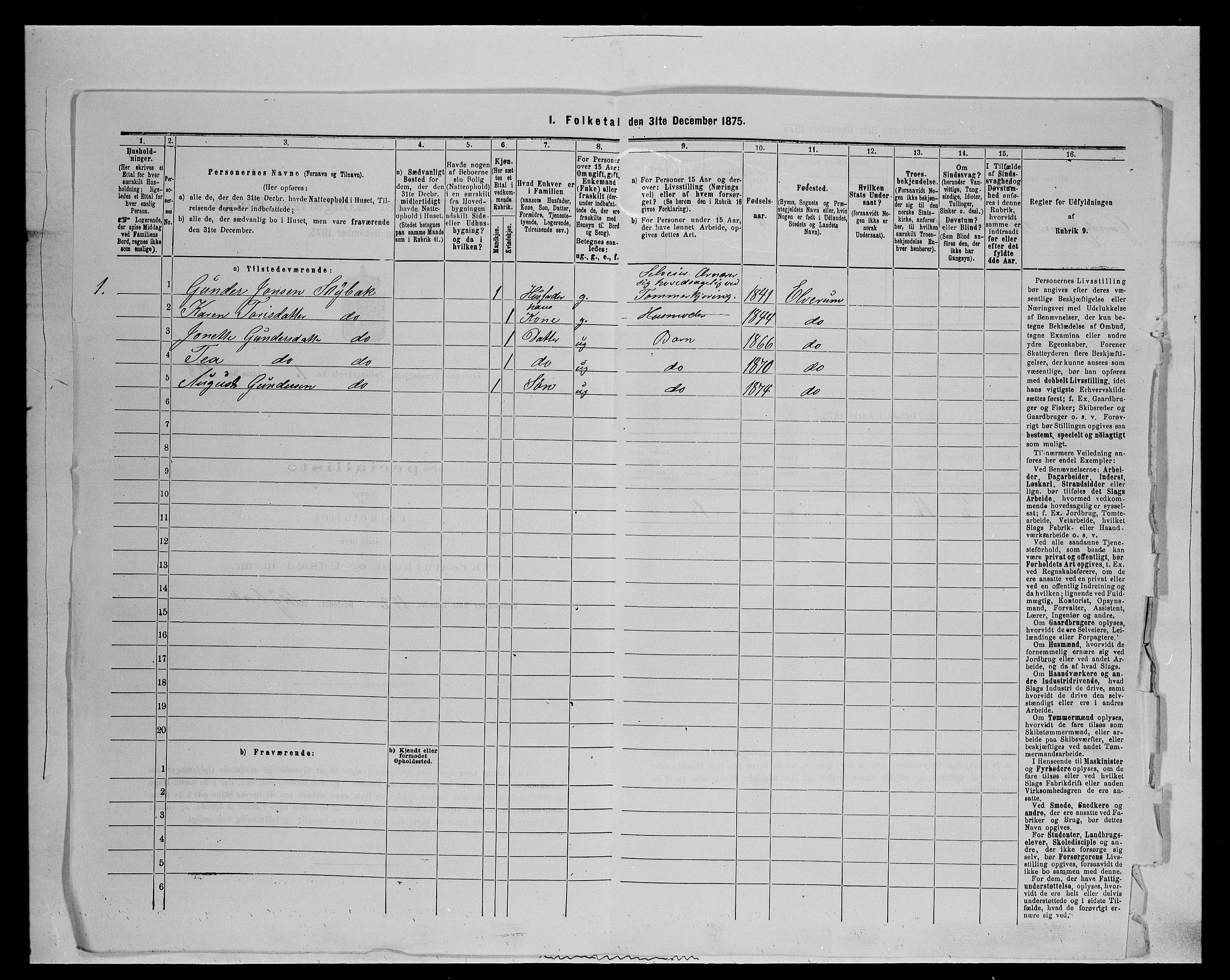 SAH, 1875 census for 0427P Elverum, 1875, p. 494