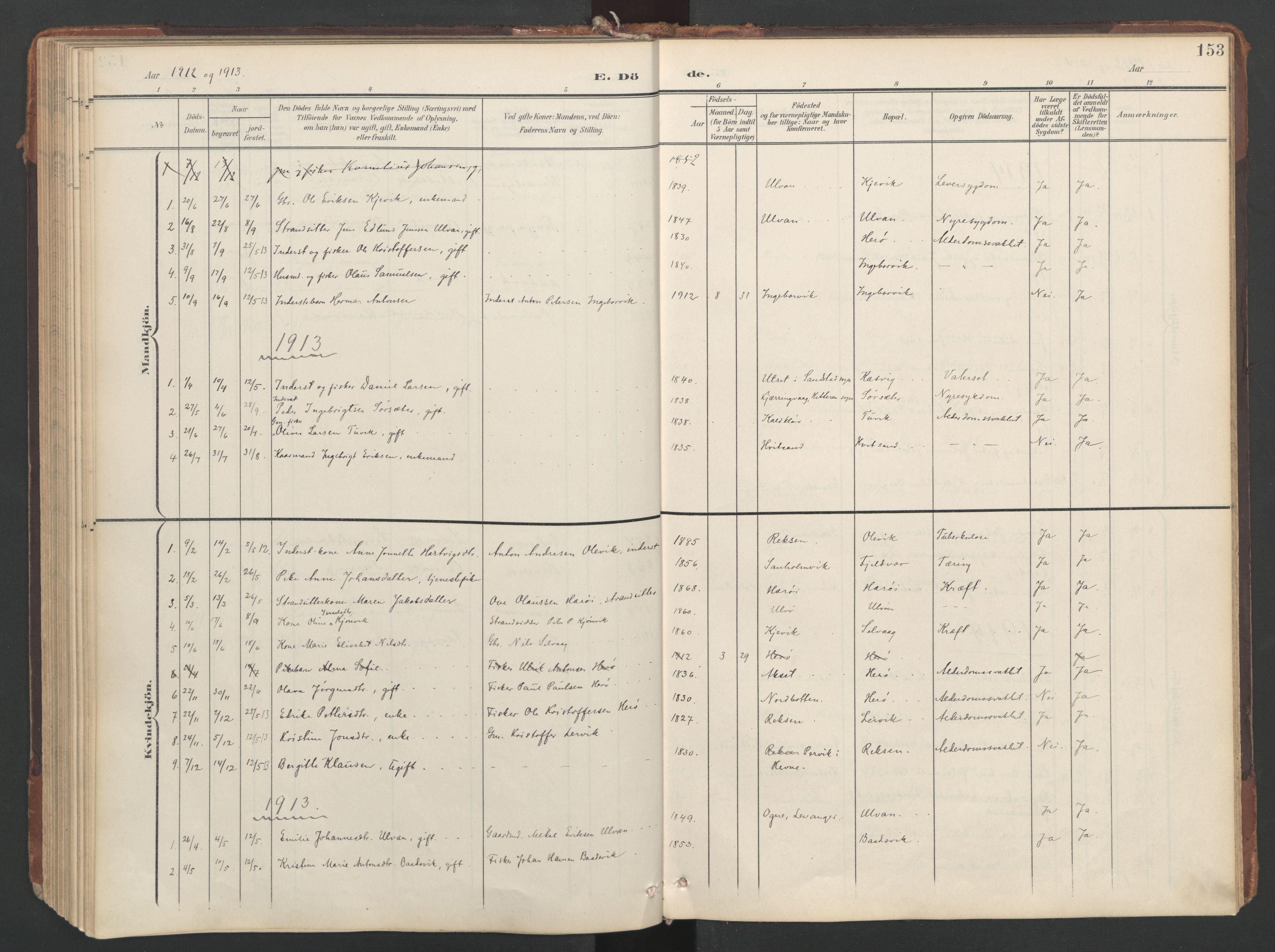 Ministerialprotokoller, klokkerbøker og fødselsregistre - Sør-Trøndelag, SAT/A-1456/638/L0568: Parish register (official) no. 638A01, 1901-1916, p. 153