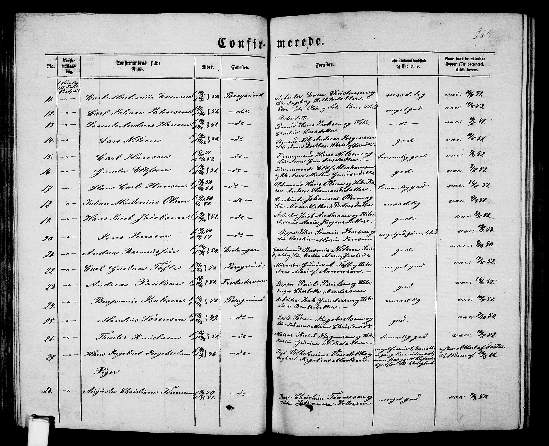 Porsgrunn kirkebøker , SAKO/A-104/G/Gb/L0004: Parish register (copy) no. II 4, 1853-1882, p. 264