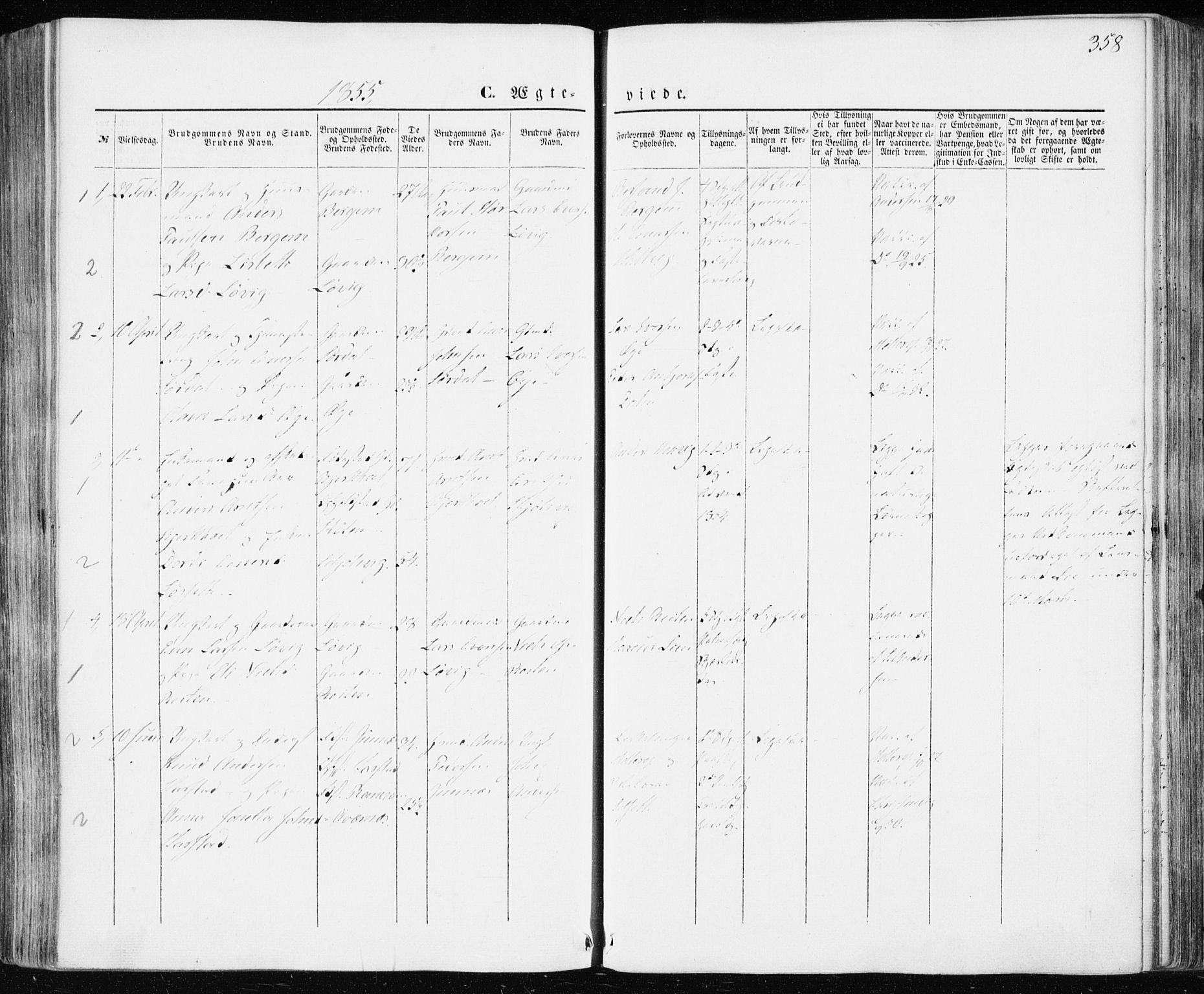 Ministerialprotokoller, klokkerbøker og fødselsregistre - Møre og Romsdal, SAT/A-1454/586/L0984: Parish register (official) no. 586A10, 1844-1856, p. 358