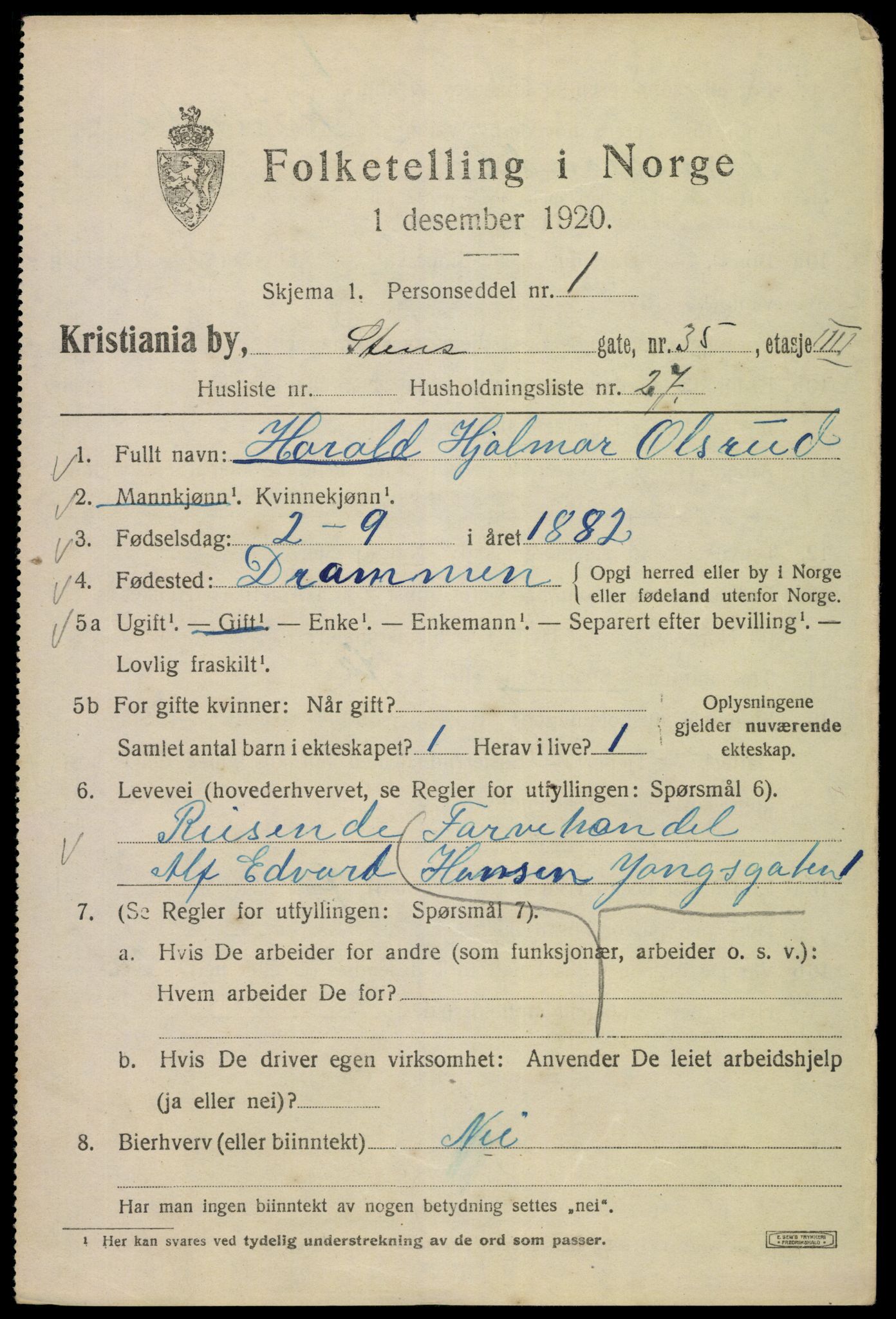 SAO, 1920 census for Kristiania, 1920, p. 542881