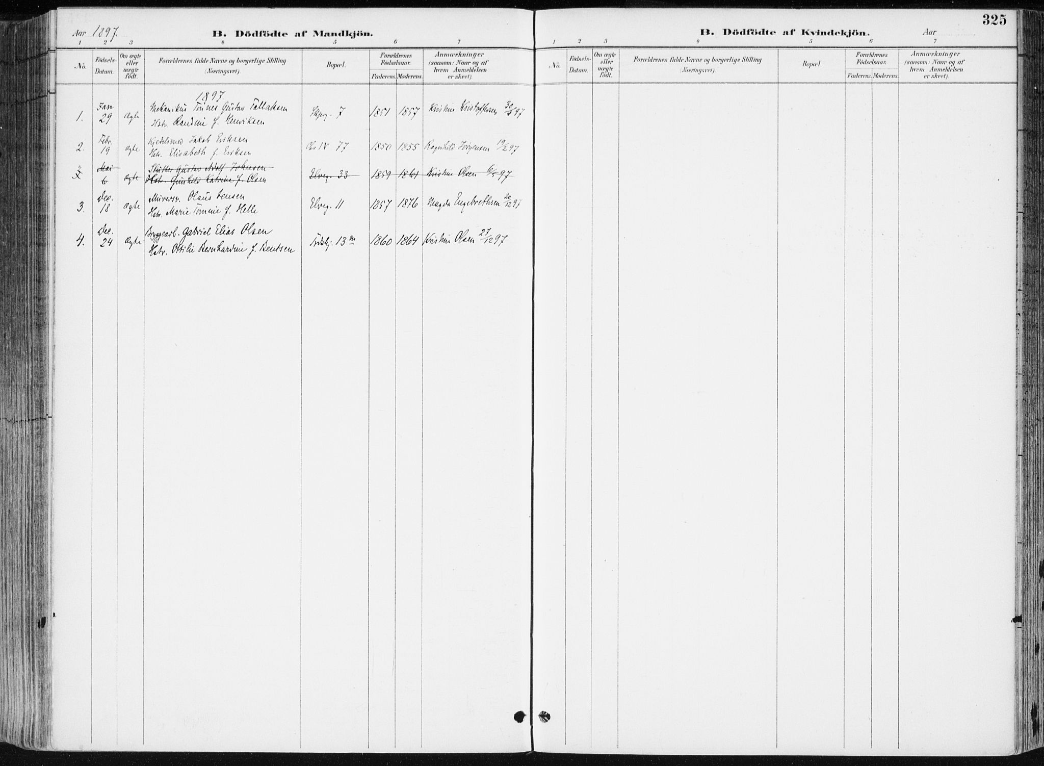 Kristiansand domprosti, SAK/1112-0006/F/Fa/L0019: Parish register (official) no. A 18, 1890-1897, p. 325