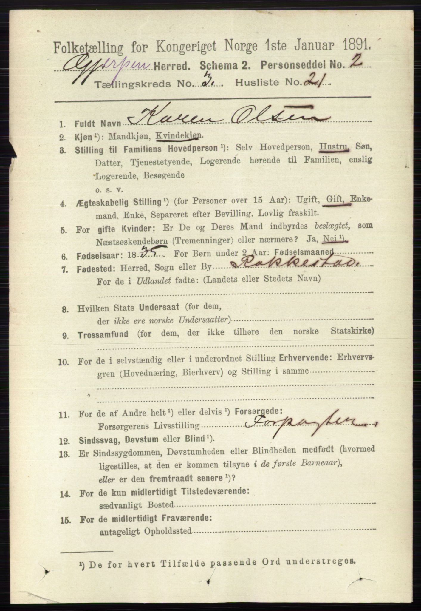 RA, 1891 census for 0812 Gjerpen, 1891, p. 1625