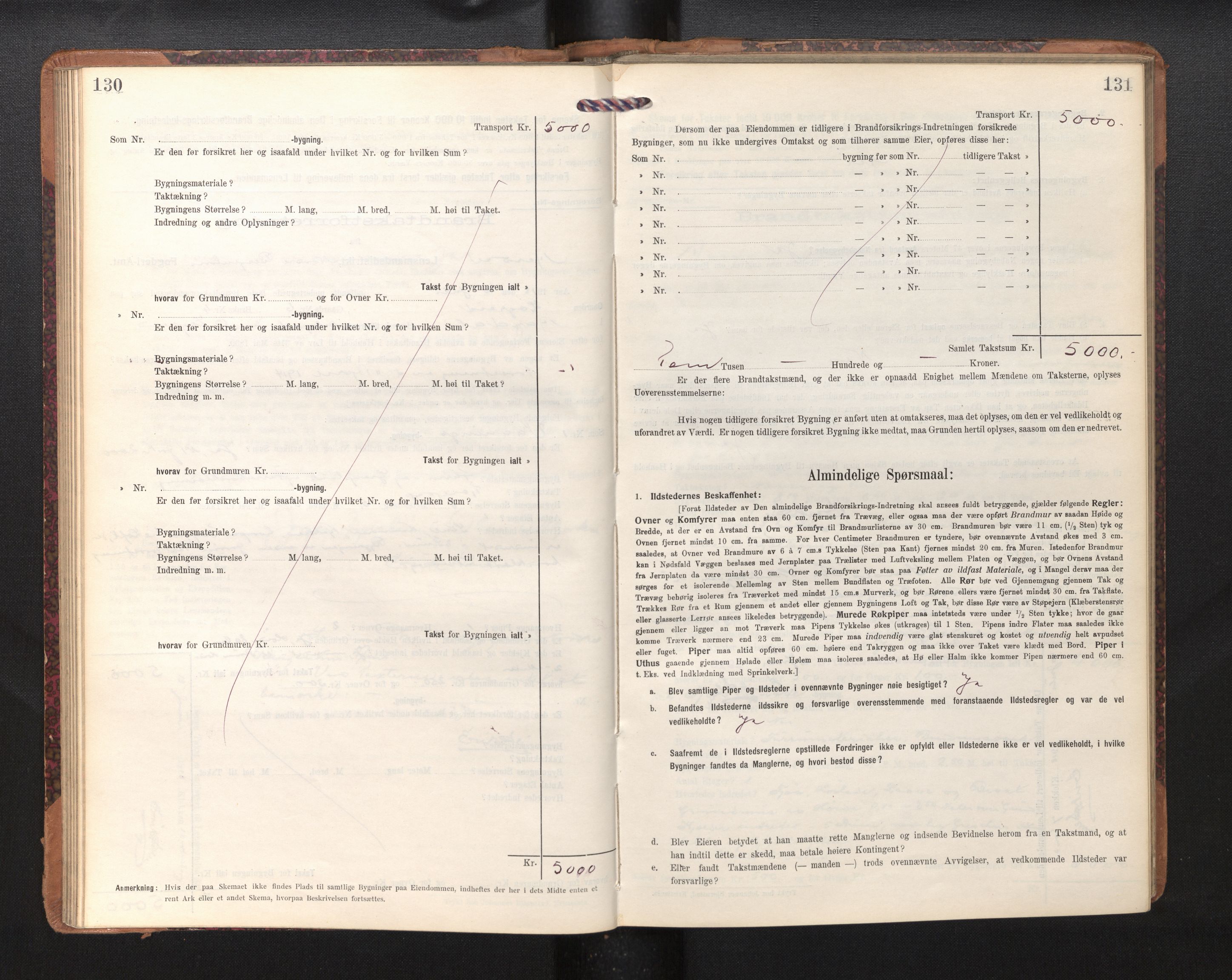 Lensmannen i Årdal, AV/SAB-A-30501/0012/L0009: Branntakstprotokoll, skjematakst, 1914-1926, p. 130-131