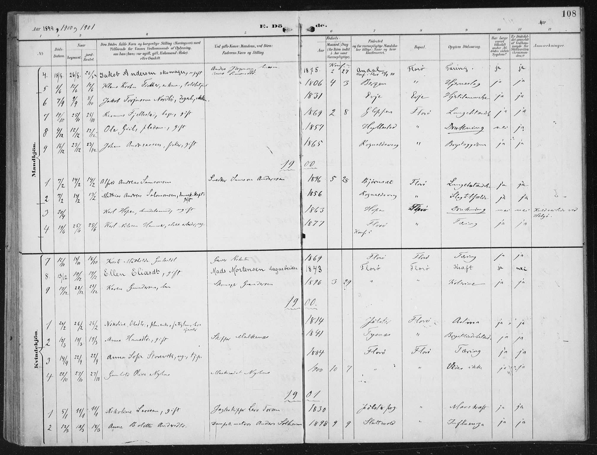 Kinn sokneprestembete, AV/SAB-A-80801/H/Haa/Haac/L0002: Parish register (official) no. C 2, 1895-1916, p. 108