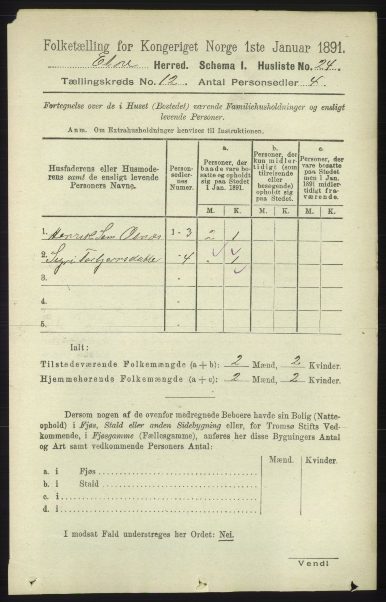 RA, 1891 census for 1211 Etne, 1891, p. 2551