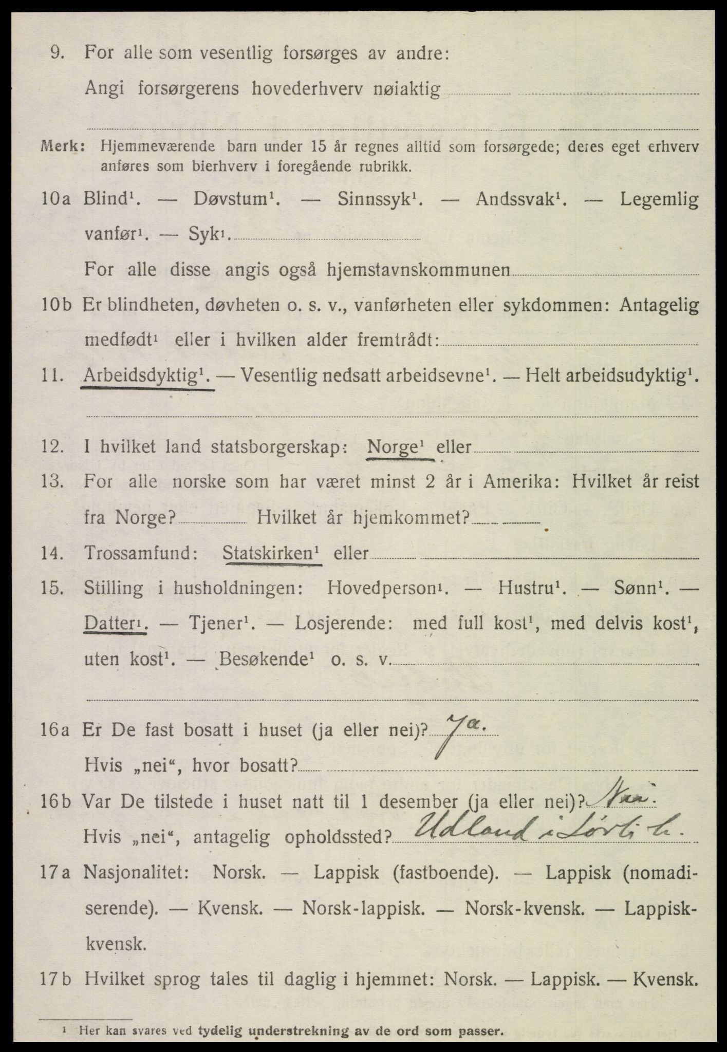 SAT, 1920 census for Sørli, 1920, p. 794