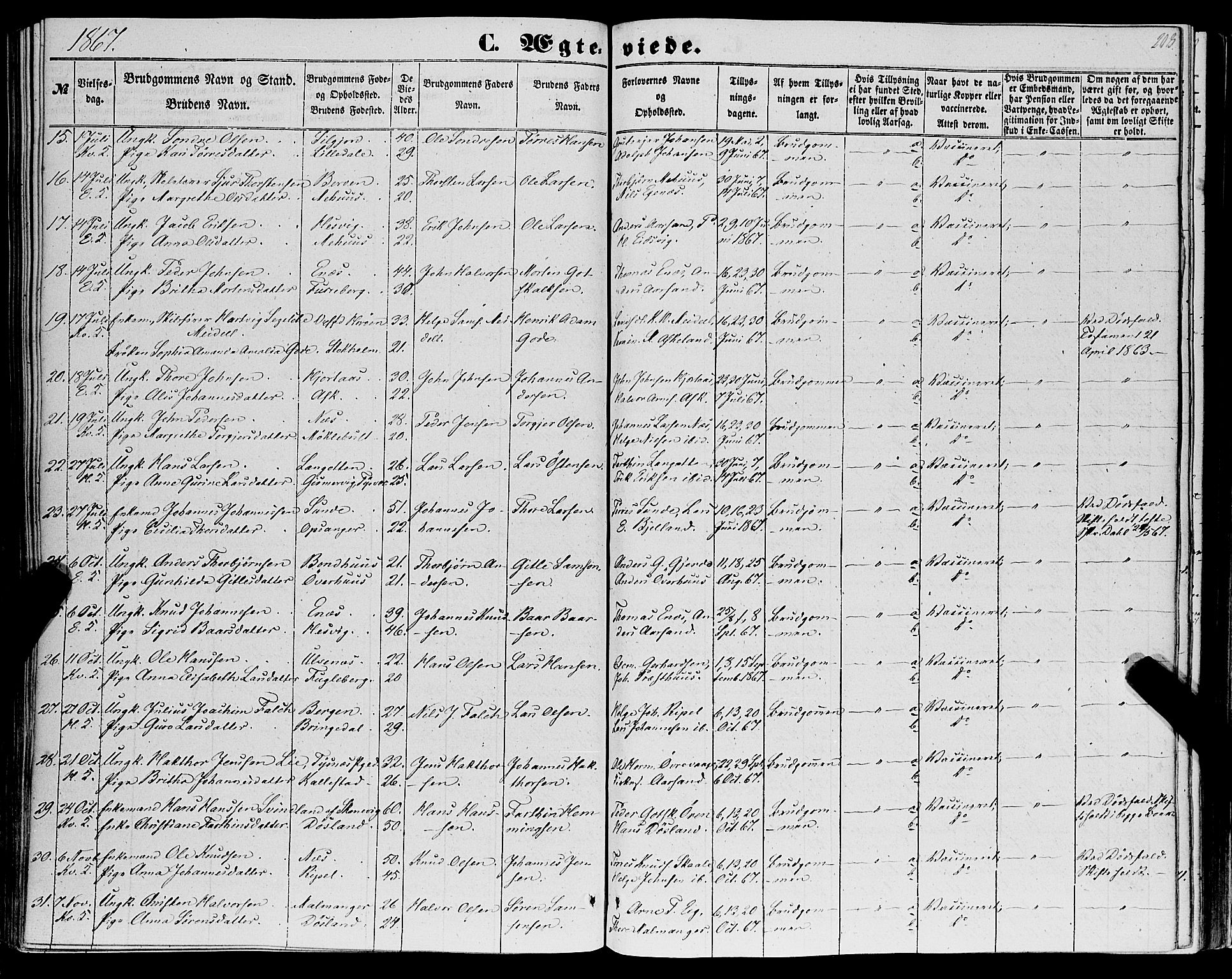 Kvinnherad sokneprestembete, SAB/A-76401/H/Haa: Parish register (official) no. A 8, 1854-1872, p. 208