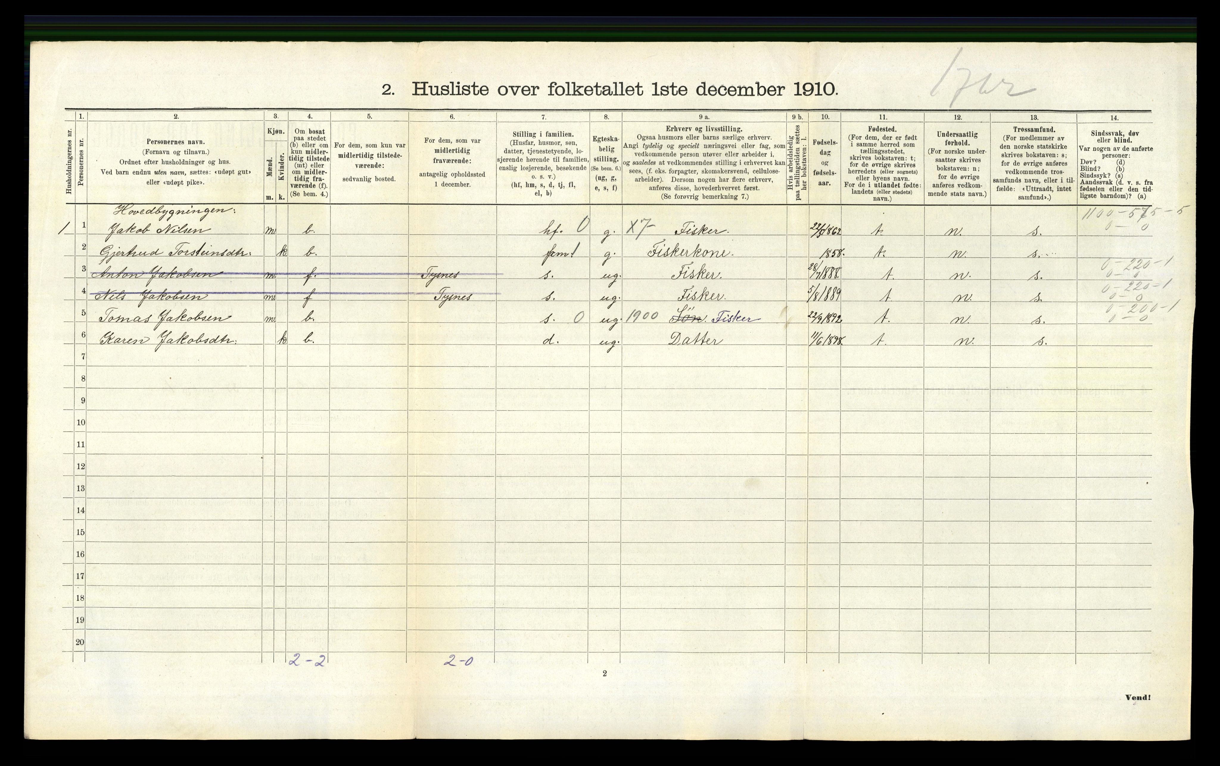 RA, 1910 census for Herdla, 1910, p. 829