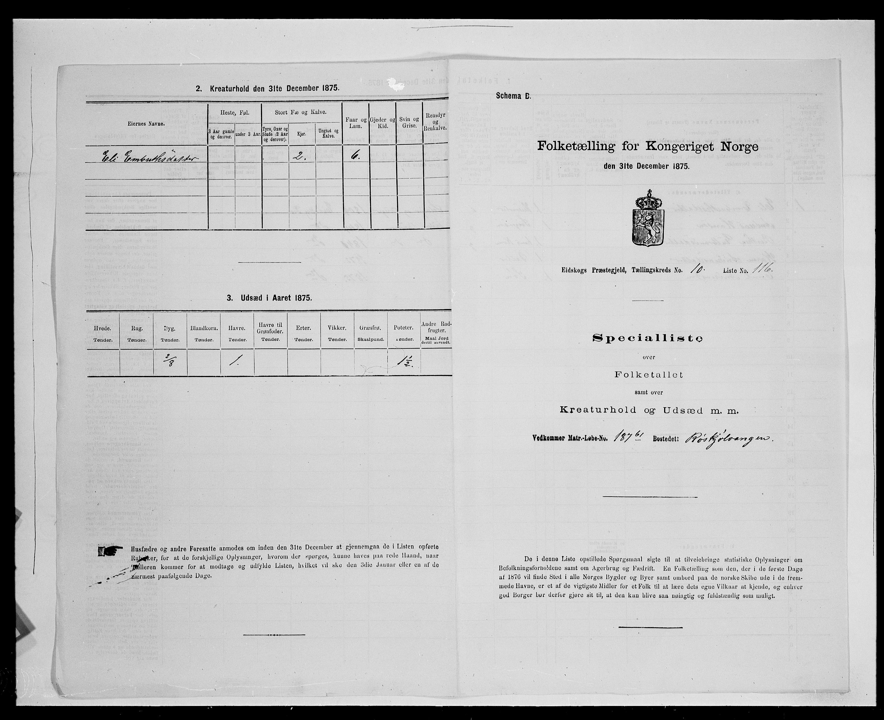 SAH, 1875 census for 0420P Eidskog, 1875, p. 1957