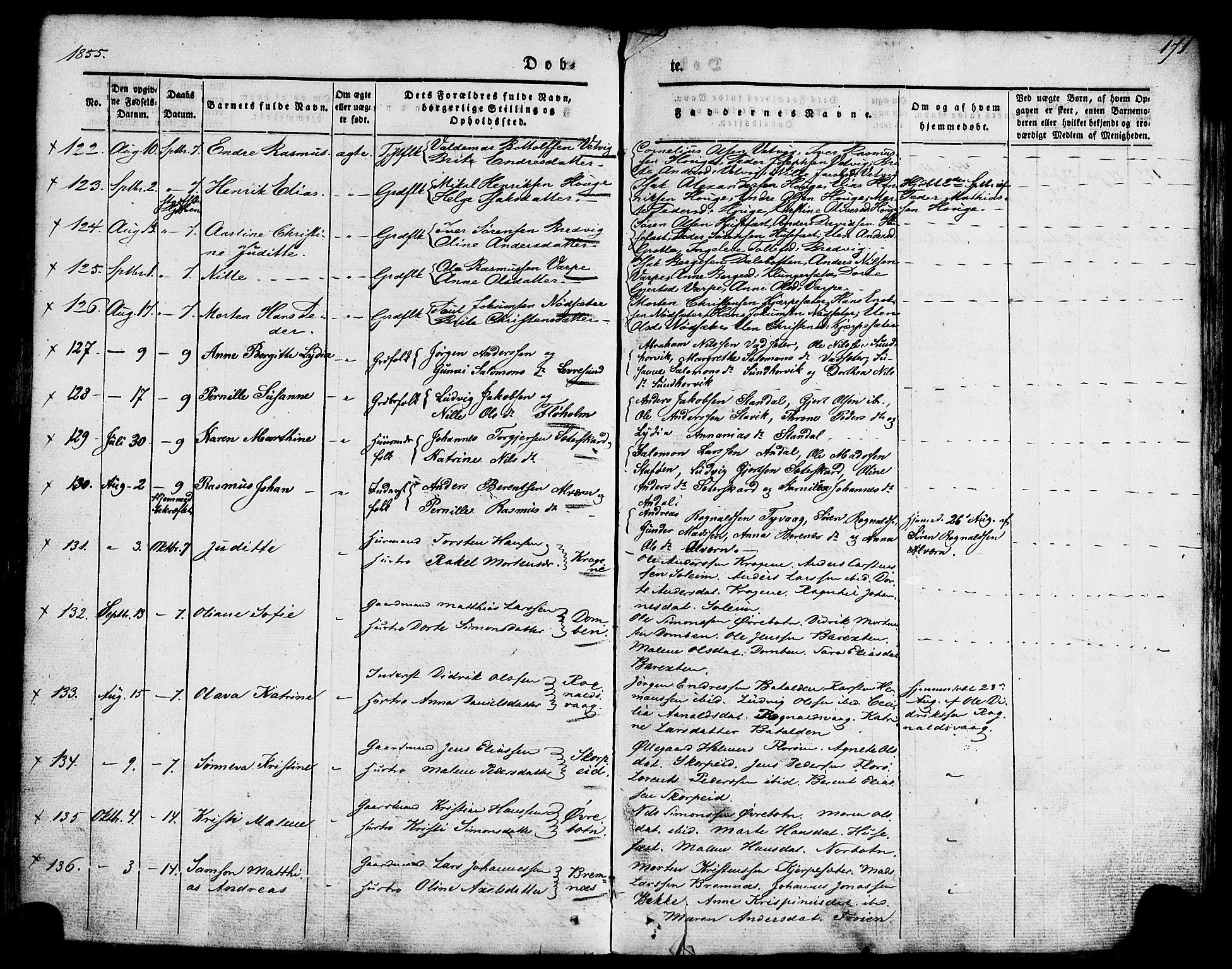 Kinn sokneprestembete, AV/SAB-A-80801/H/Haa/Haaa/L0005: Parish register (official) no. A 5, 1841-1857, p. 171