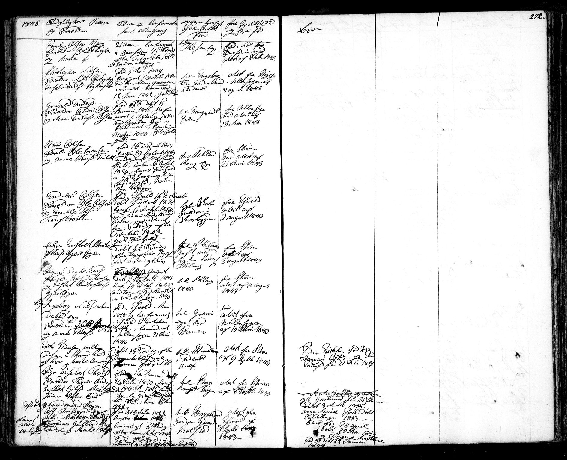 Nes prestekontor Kirkebøker, AV/SAO-A-10410/F/Fa/L0006: Parish register (official) no. I 6, 1833-1845, p. 272