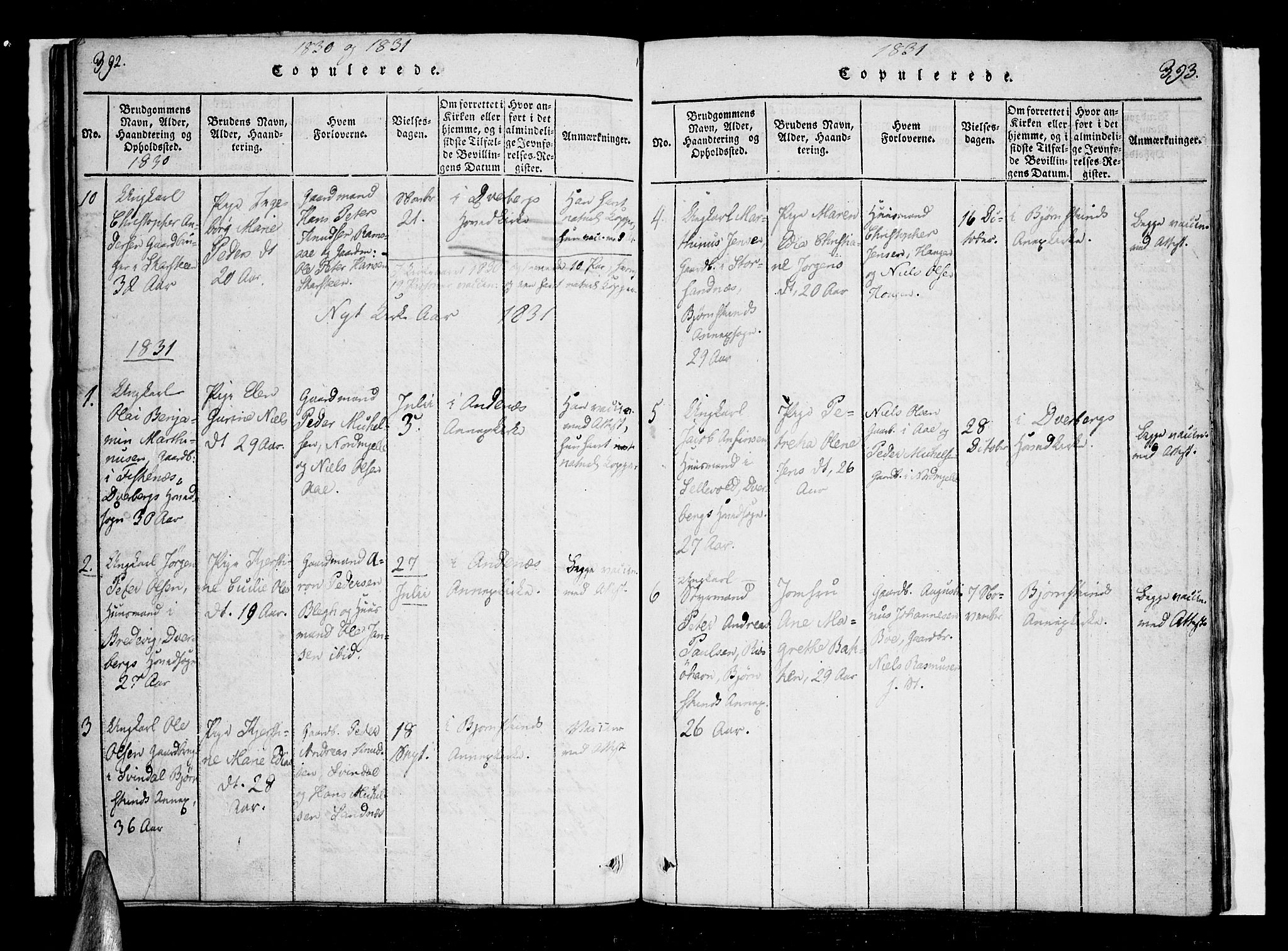 Ministerialprotokoller, klokkerbøker og fødselsregistre - Nordland, SAT/A-1459/897/L1395: Parish register (official) no. 897A03, 1820-1841, p. 392-393