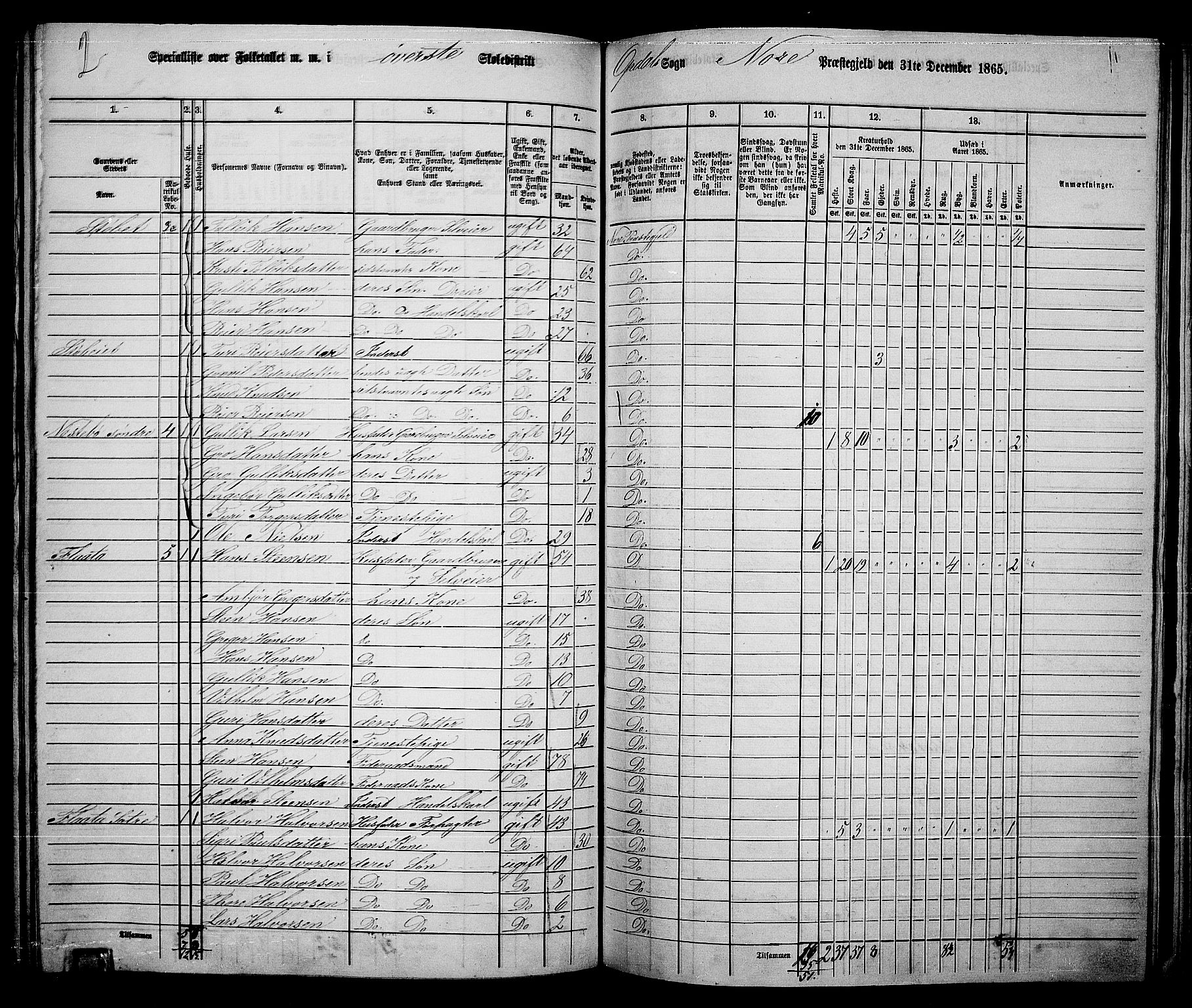 RA, 1865 census for Nore, 1865, p. 122