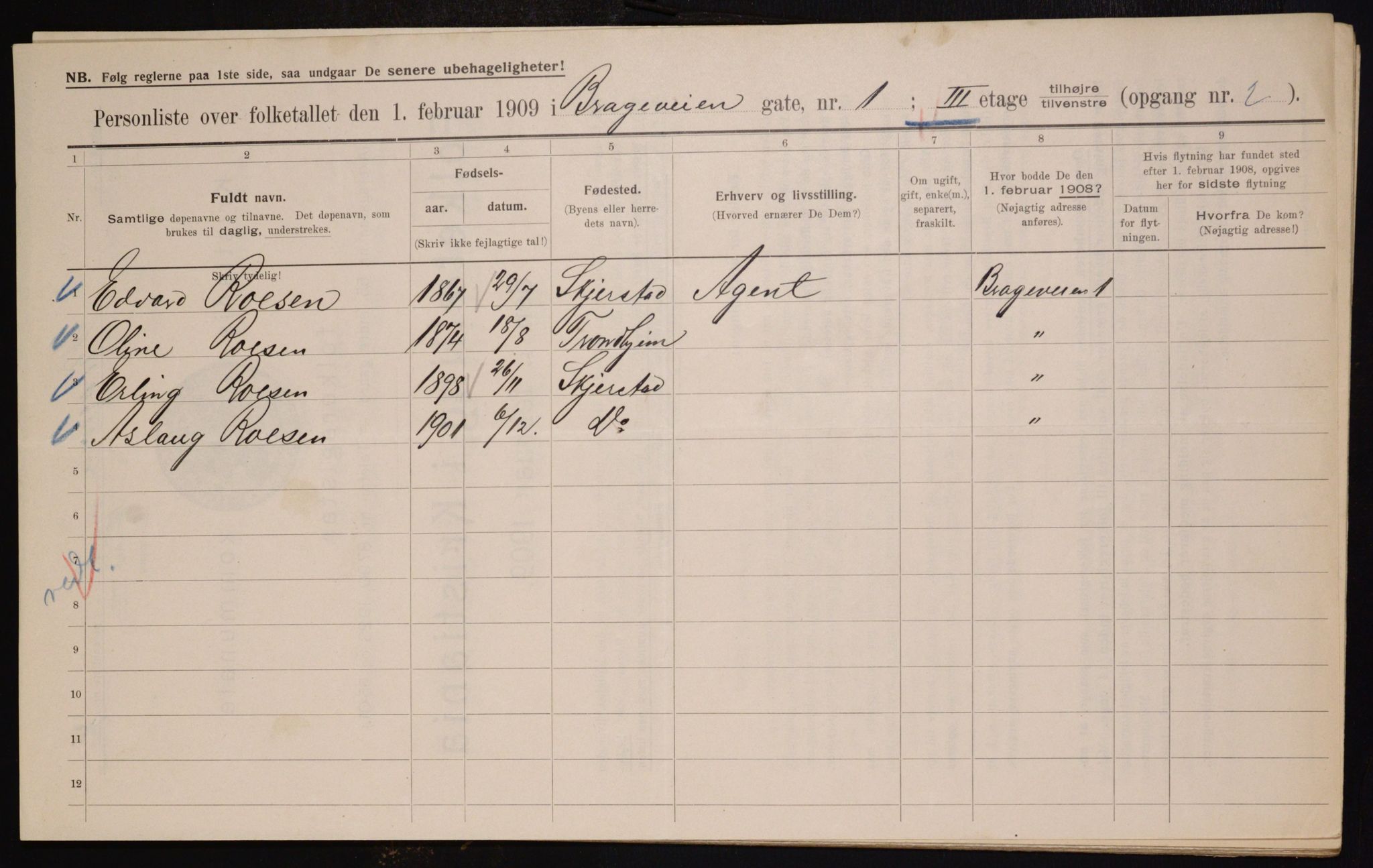 OBA, Municipal Census 1909 for Kristiania, 1909, p. 7550