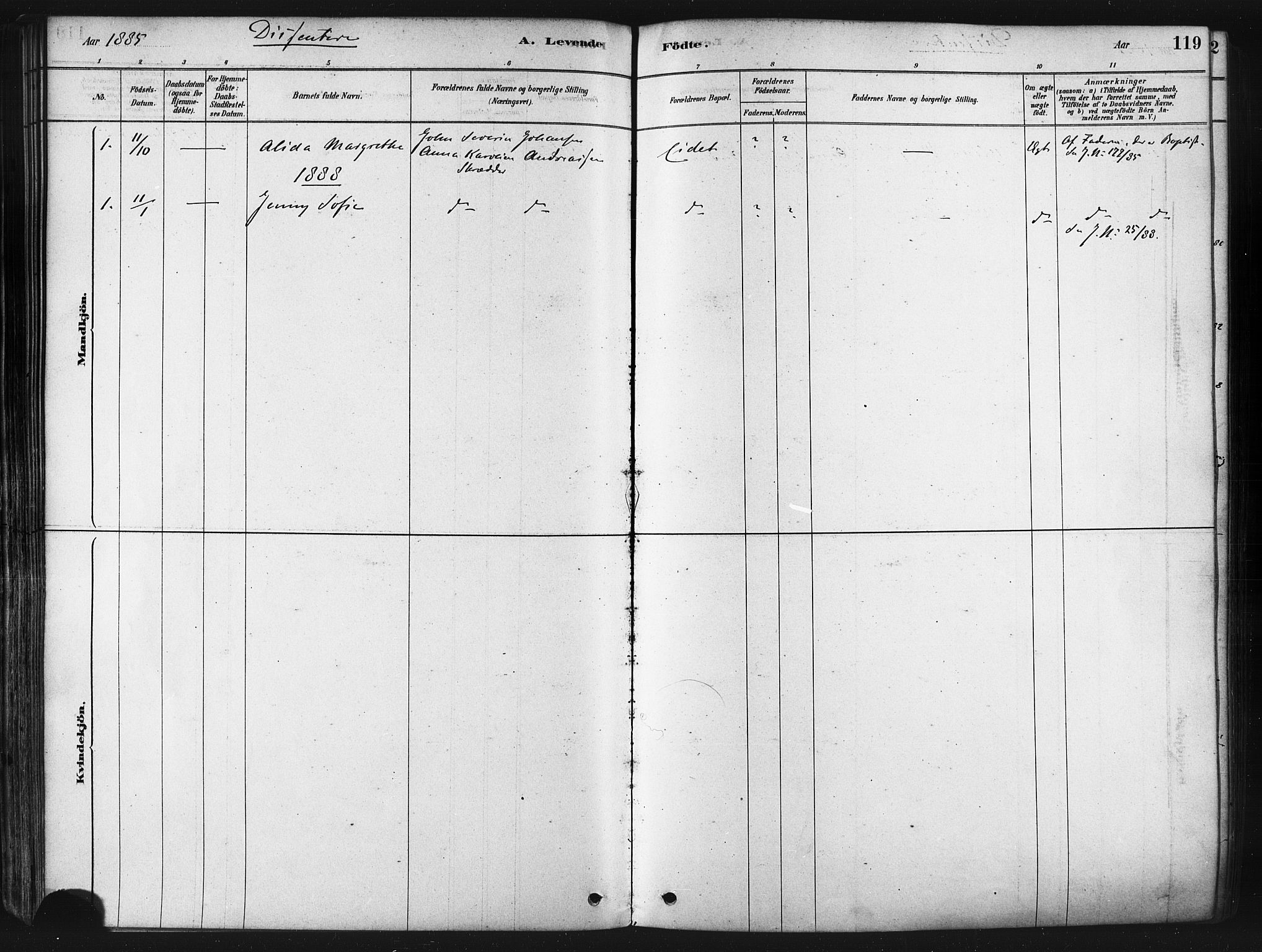 Tranøy sokneprestkontor, SATØ/S-1313/I/Ia/Iaa/L0009kirke: Parish register (official) no. 9, 1878-1904, p. 119