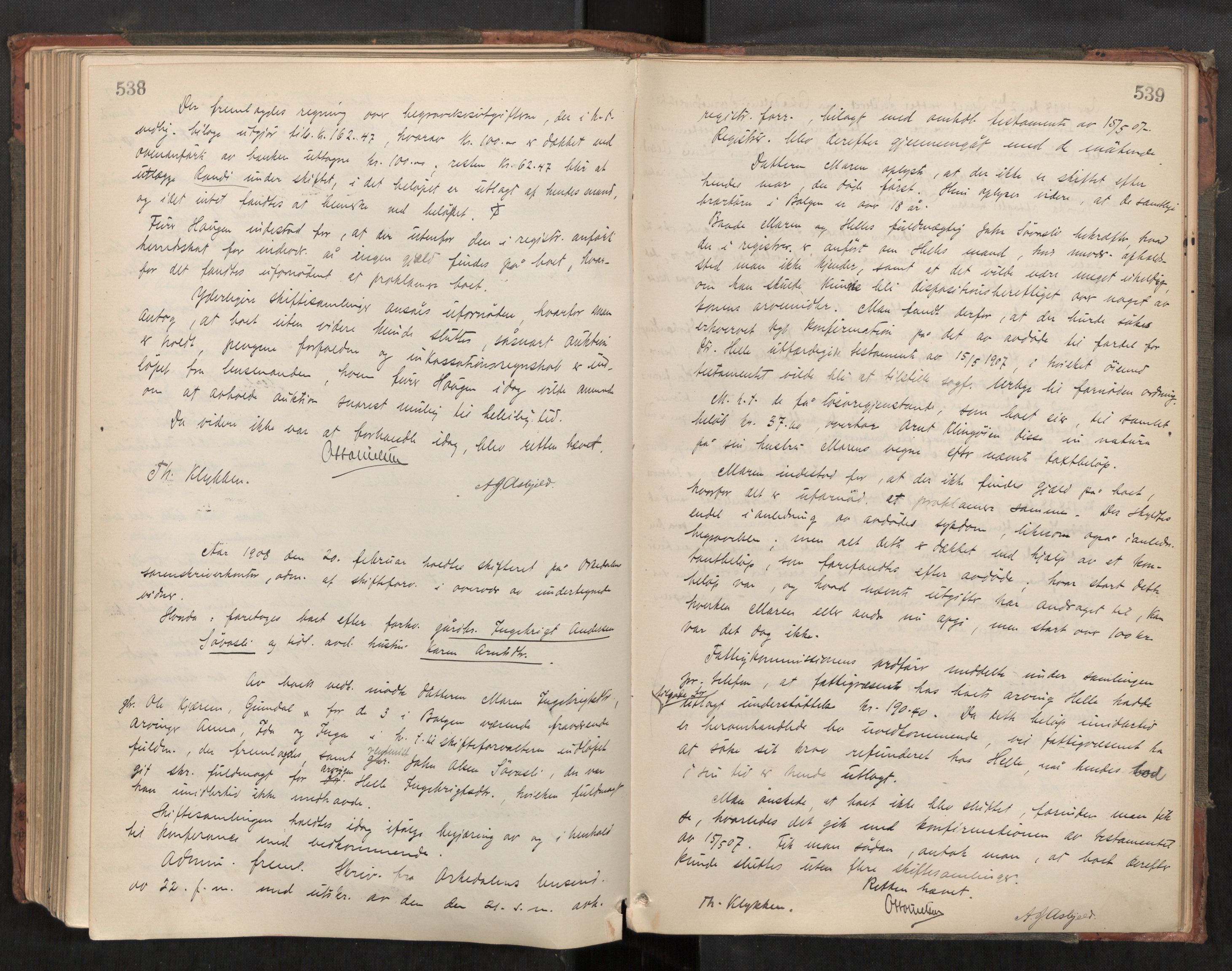 Orkdal sorenskriveri, SAT/A-4169/1/3/3B/L0010: Skiftebehandlingsprotokoll, 1896-1910, p. 538-539