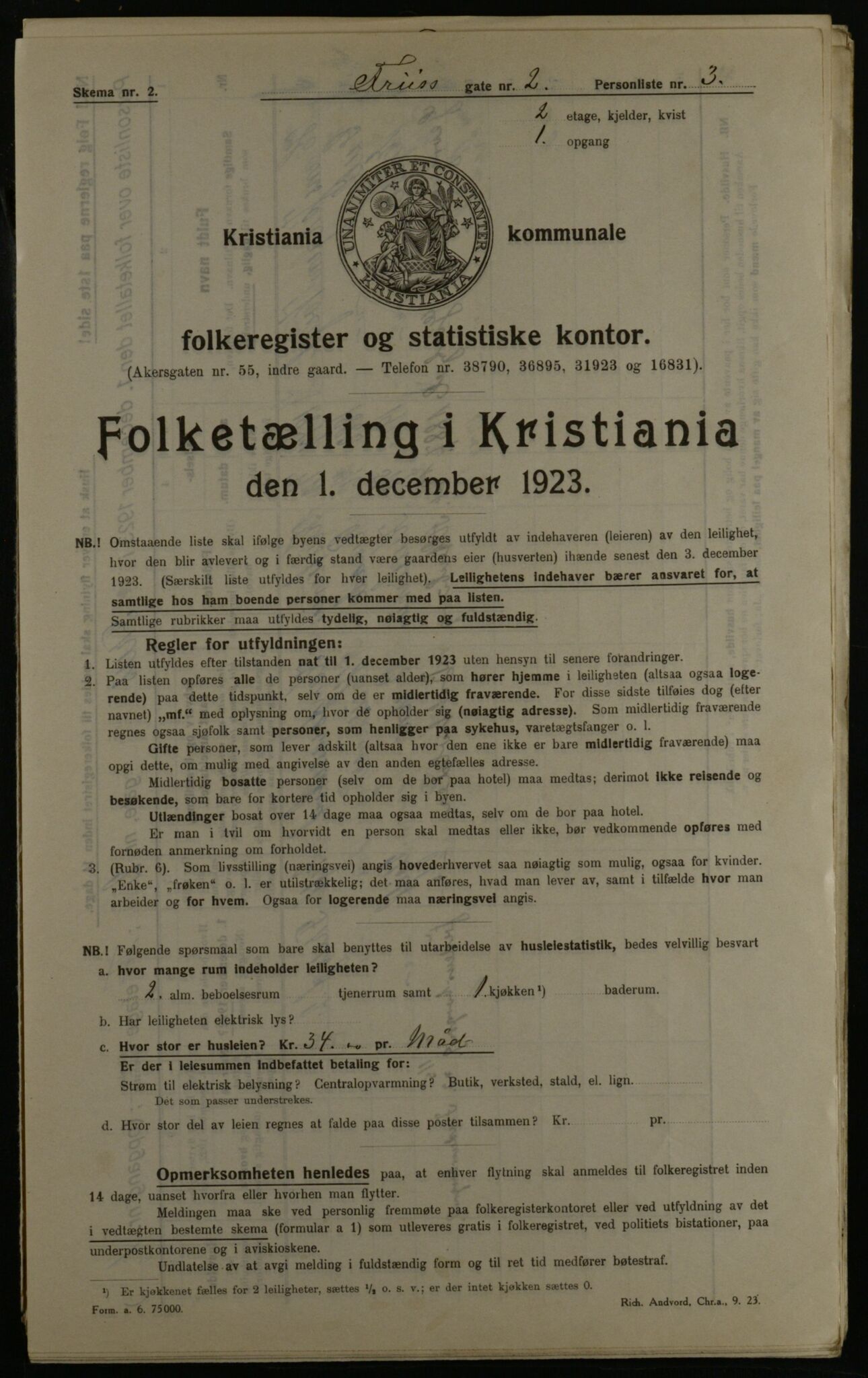 OBA, Municipal Census 1923 for Kristiania, 1923, p. 30164