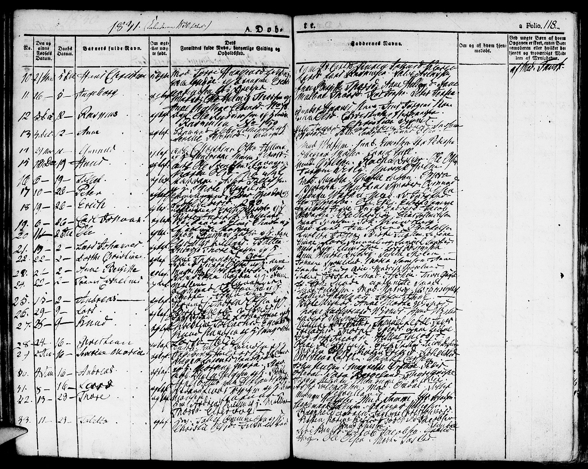 Domkirken sokneprestkontor, SAST/A-101812/001/30/30BA/L0009: Parish register (official) no. A 9, 1821-1832, p. 118